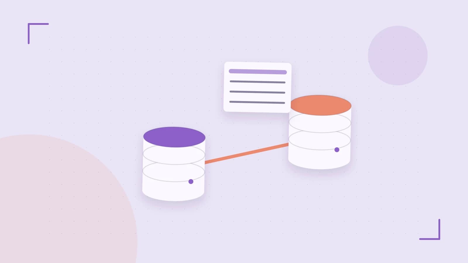 Editorial illustration of structured records, database cylinders and relationships between tables