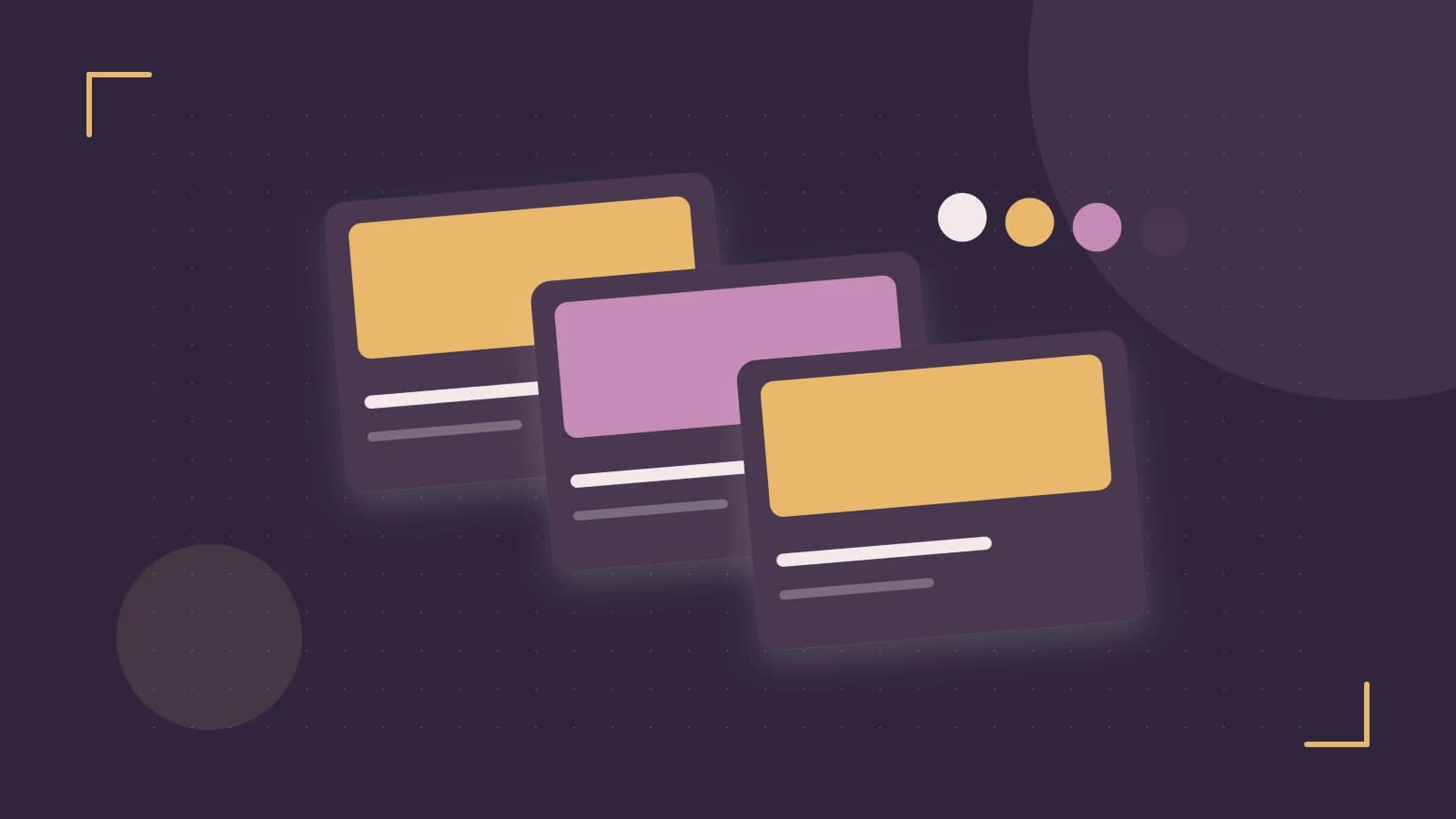 Editorial illustration of responsive browser layouts, overlapping design components and a color system