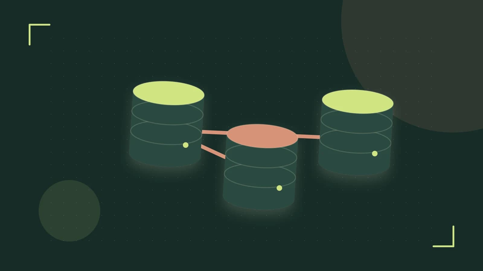 Editorial illustration of structured records, database cylinders and relationships between tables