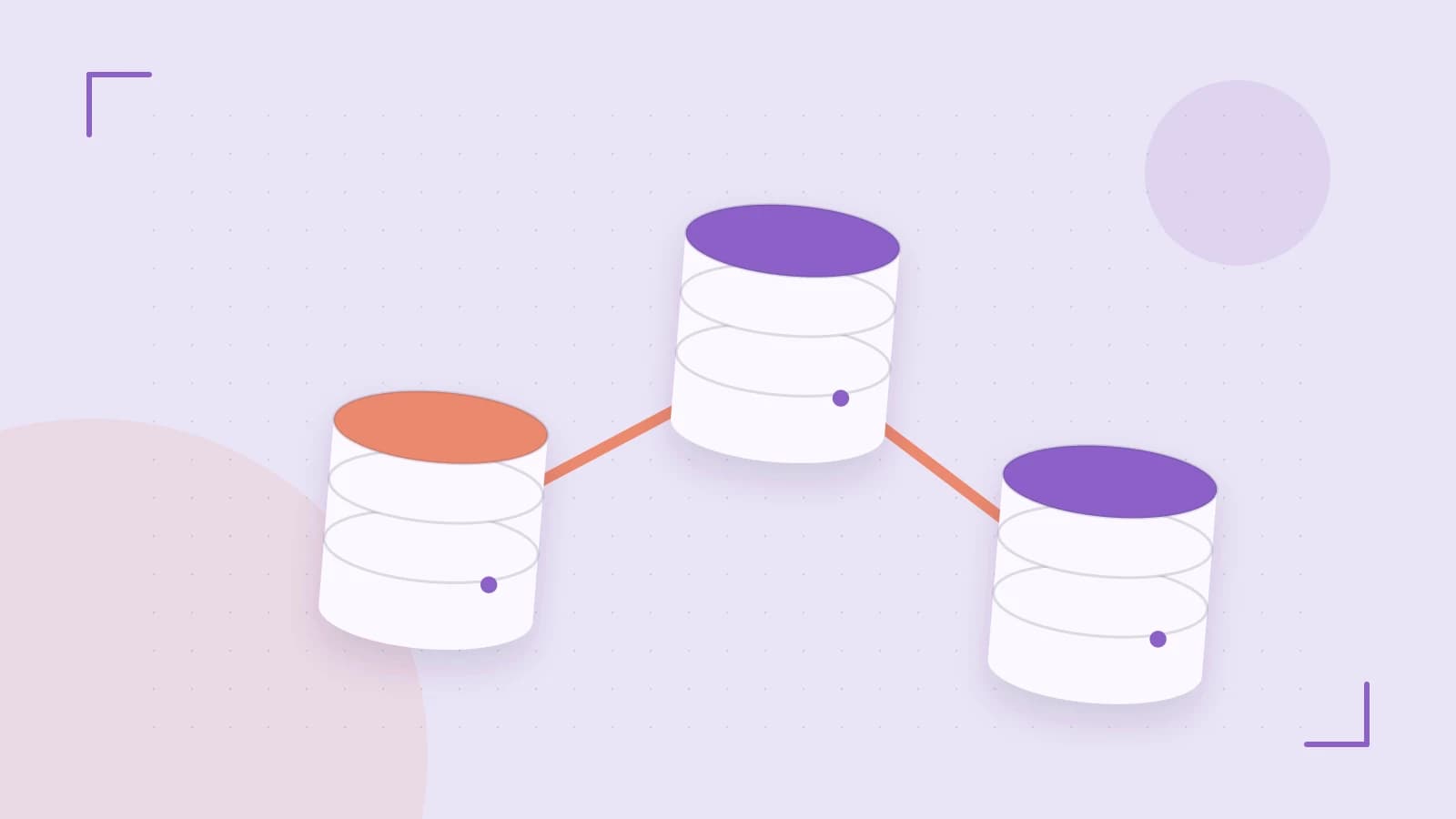 Editorial illustration of structured records, database cylinders and relationships between tables