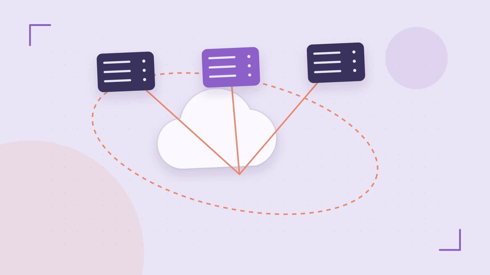 Editorial illustration of cloud infrastructure, connected server racks and an orbital service map