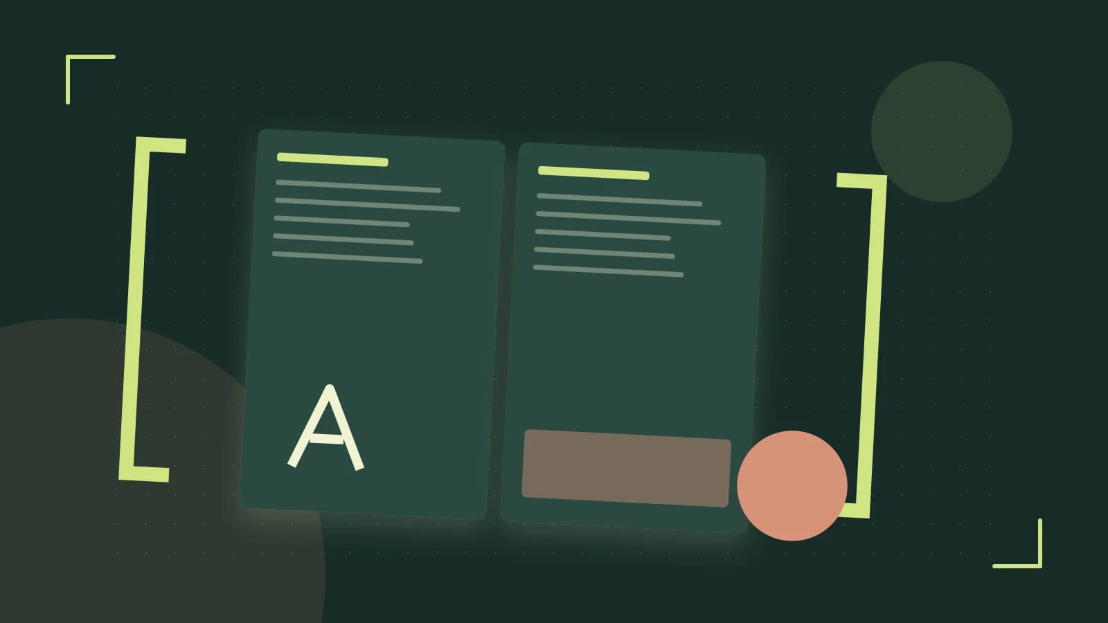 Editorial illustration of typeset pages, expressive letterform shapes and a precise editorial page grid