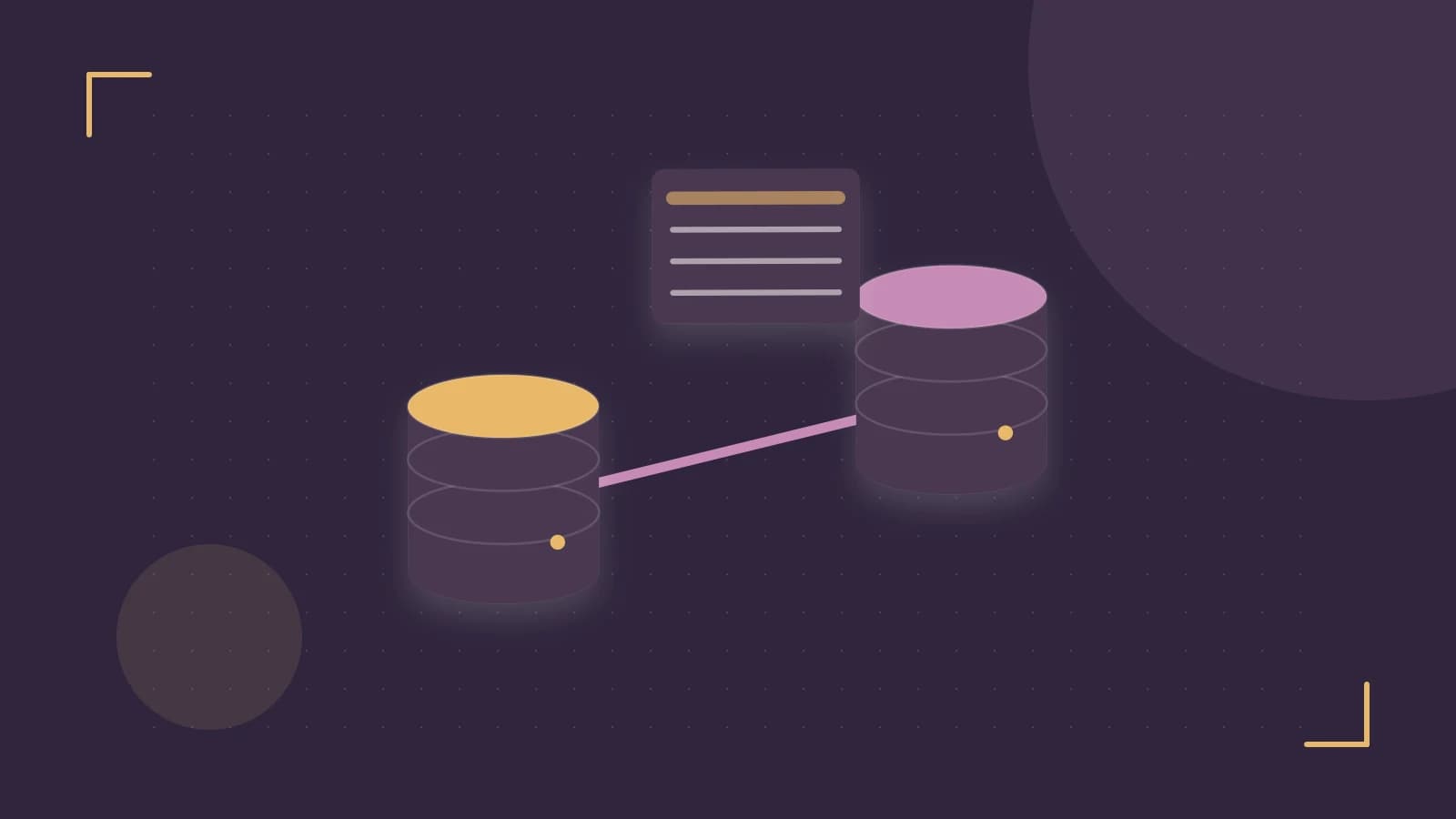 Editorial illustration of structured records, database cylinders and relationships between tables