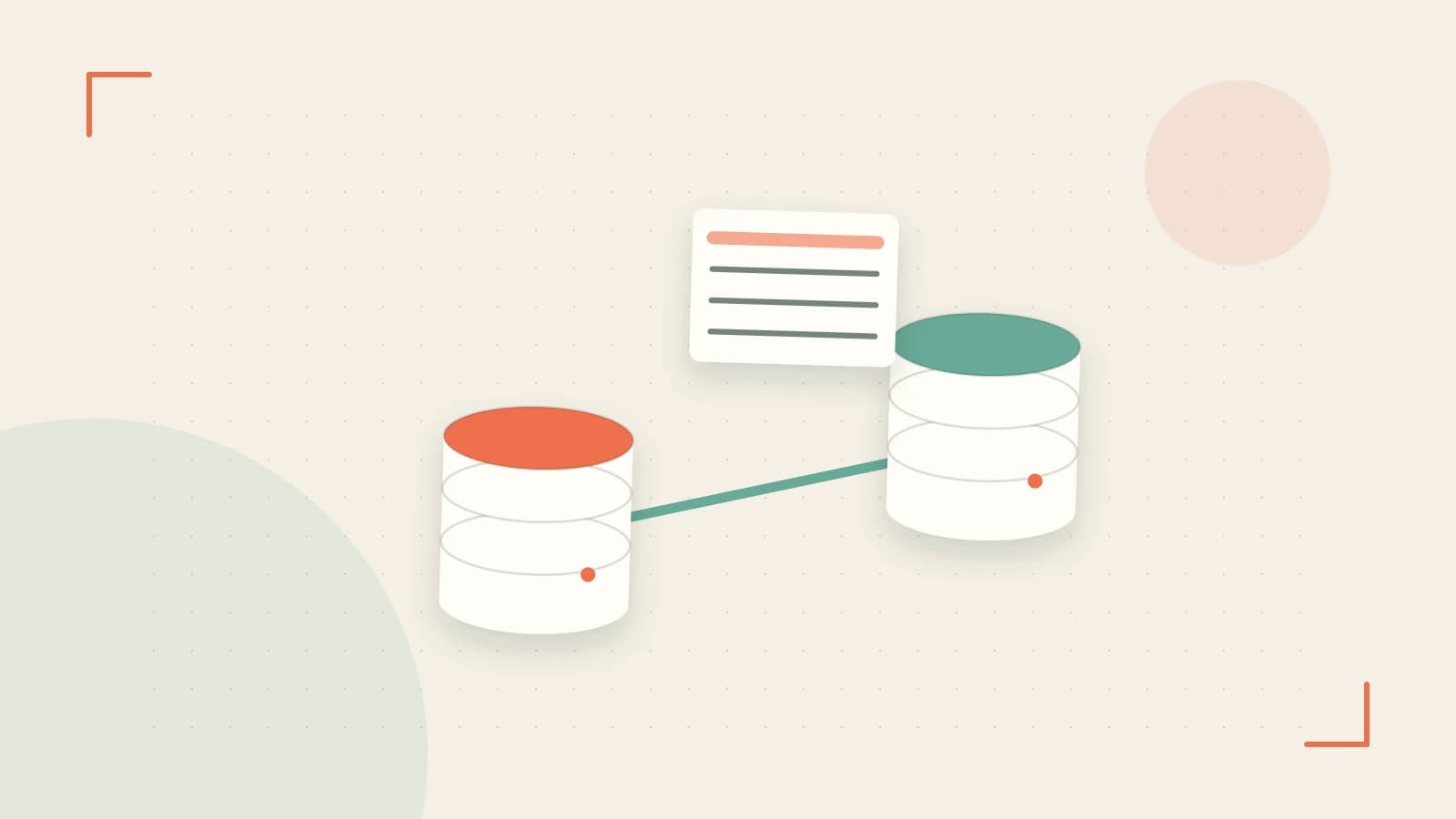 Editorial illustration of structured records, database cylinders and relationships between tables