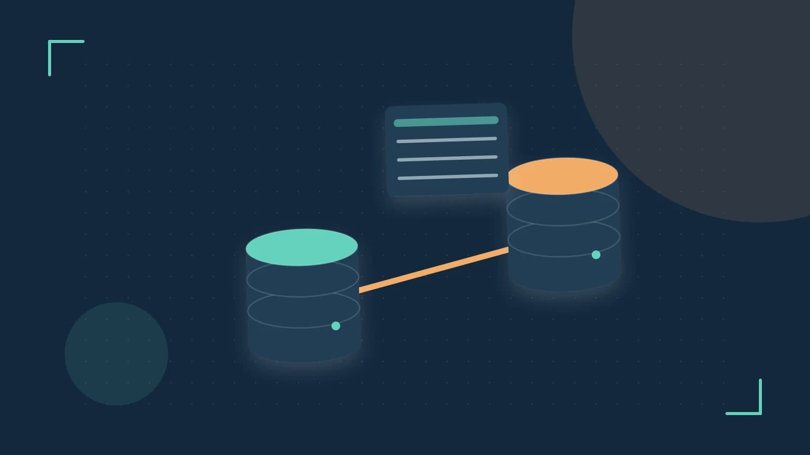 Editorial illustration of structured records, database cylinders and relationships between tables