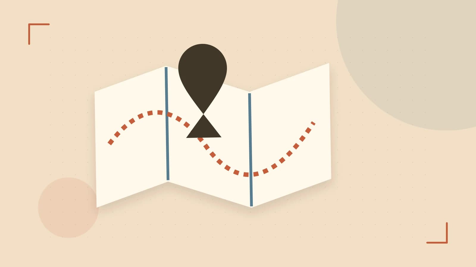 Editorial illustration of an editorial globe with meridians and layered geographic shapes