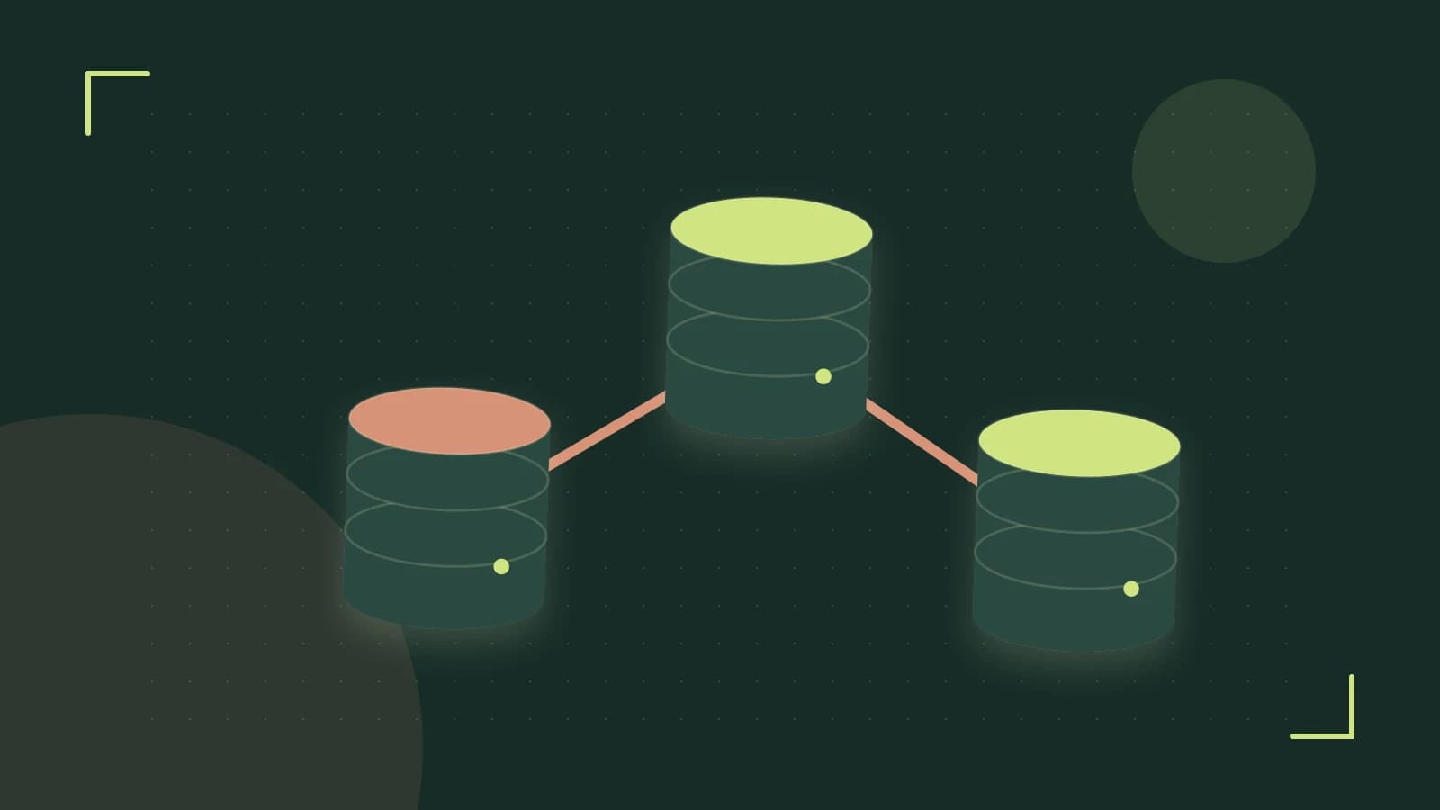 Editorial illustration of structured records, database cylinders and relationships between tables
