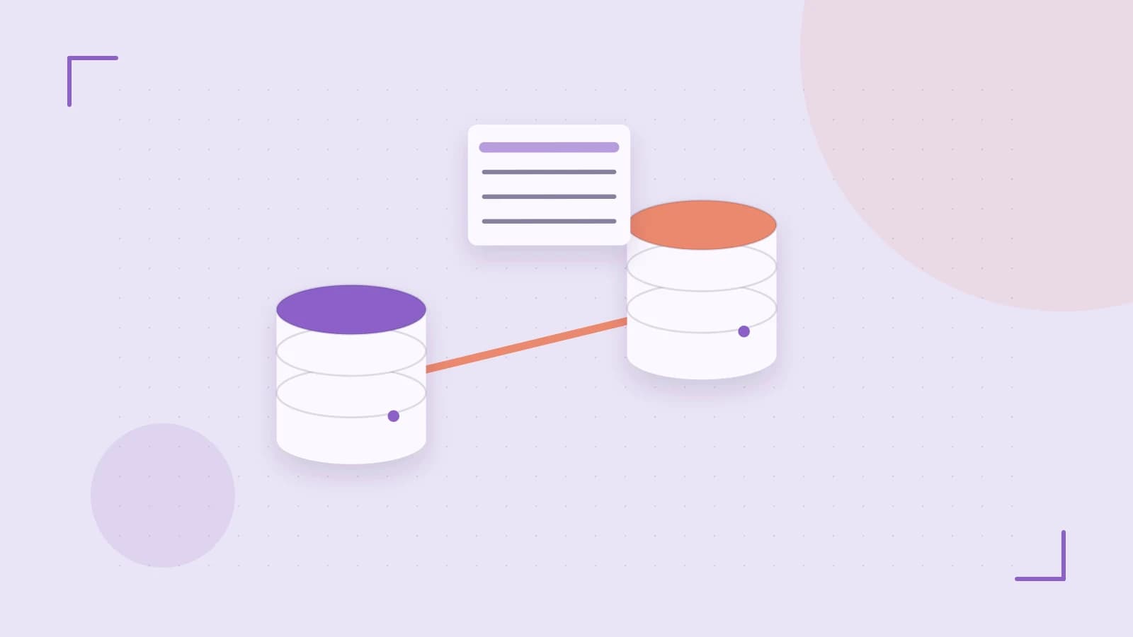 Editorial illustration of structured records, database cylinders and relationships between tables