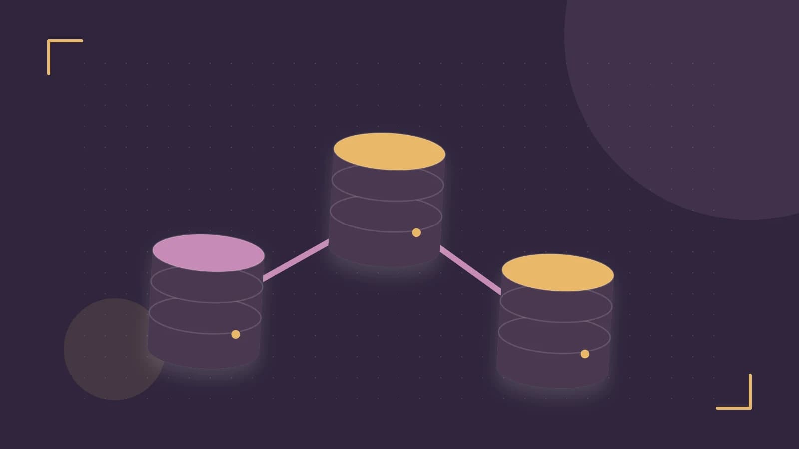 Editorial illustration of structured records, database cylinders and relationships between tables