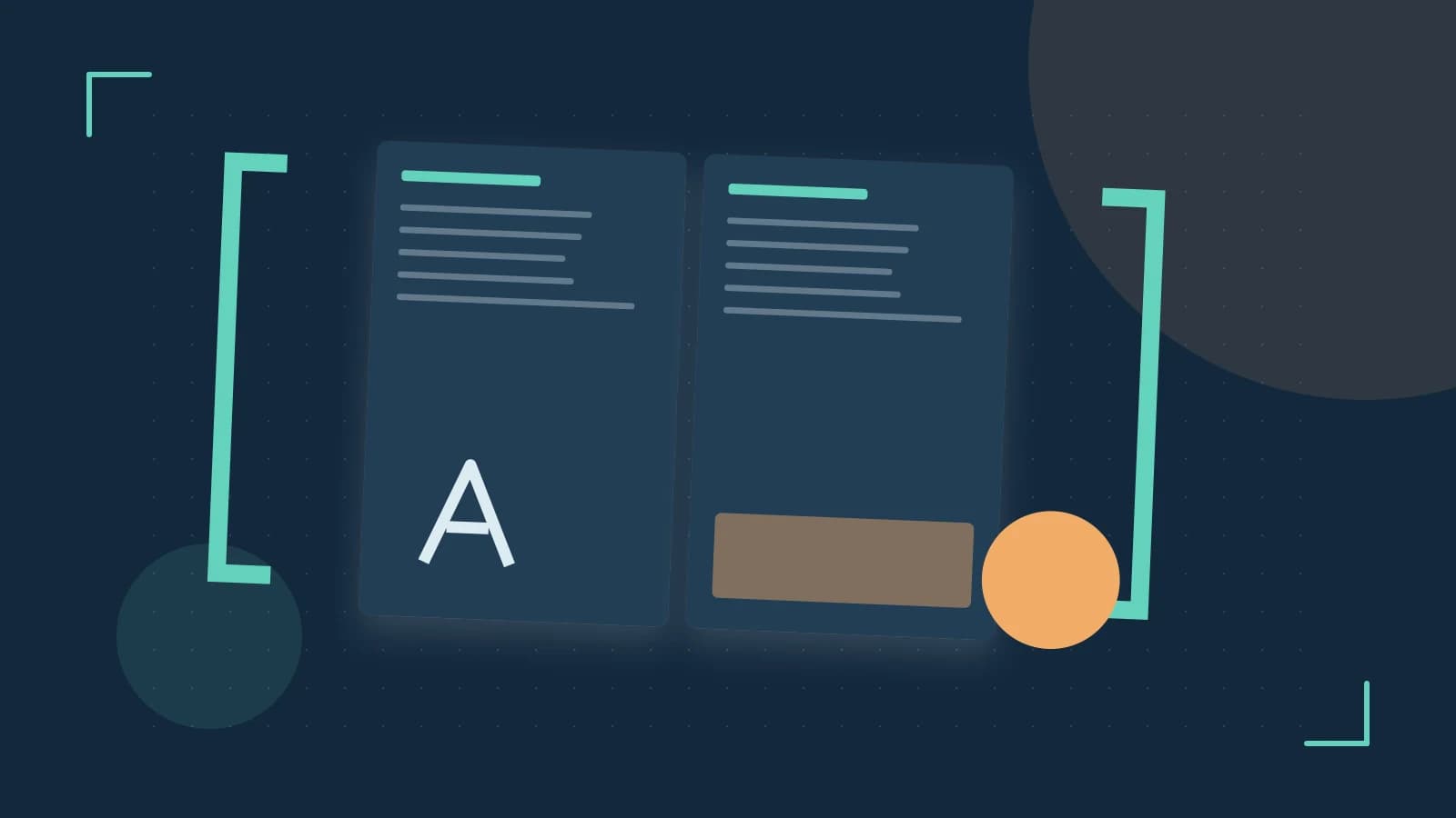 Editorial illustration of typeset pages, expressive letterform shapes and a precise editorial page grid
