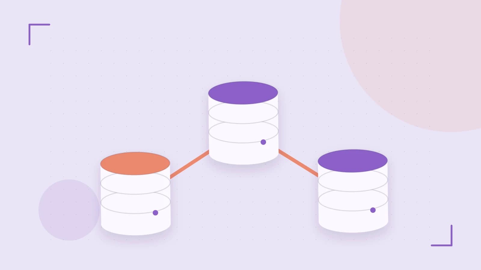 Editorial illustration of structured records, database cylinders and relationships between tables