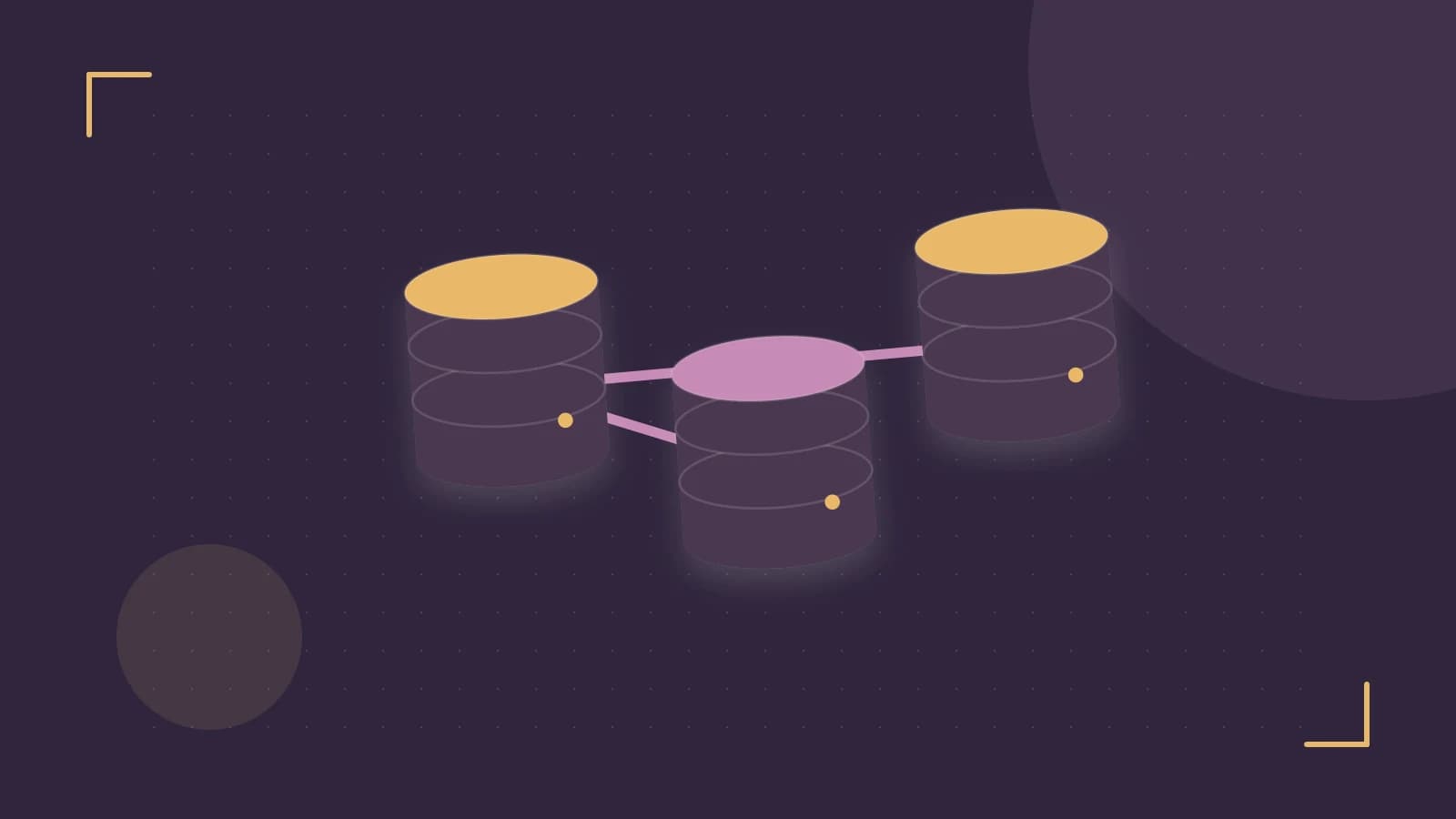 Editorial illustration of structured records, database cylinders and relationships between tables