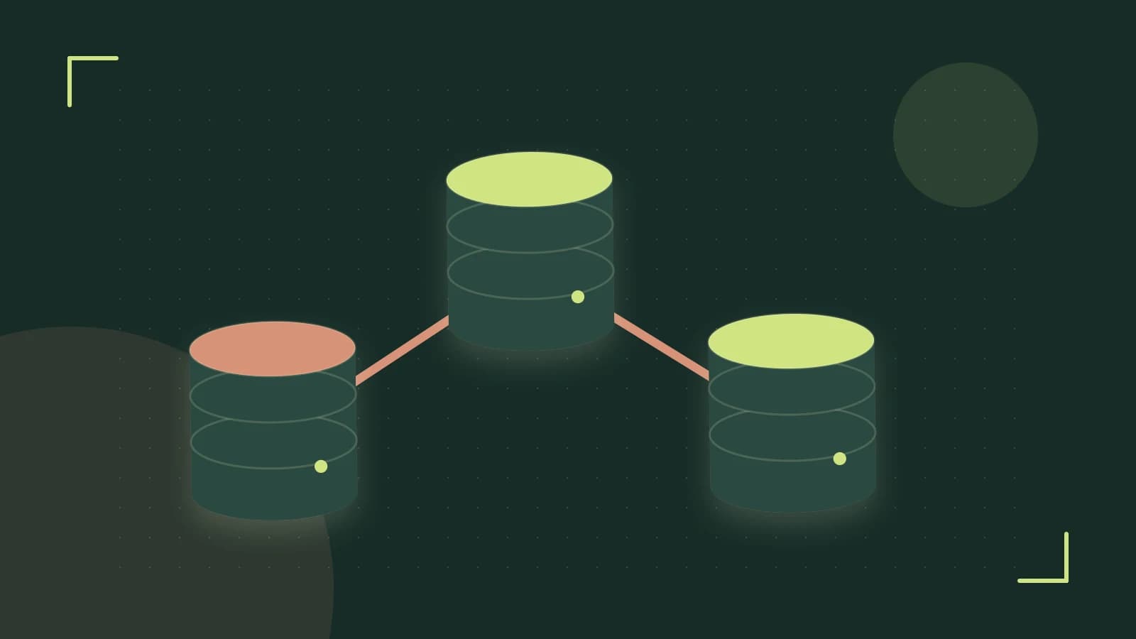 Editorial illustration of structured records, database cylinders and relationships between tables