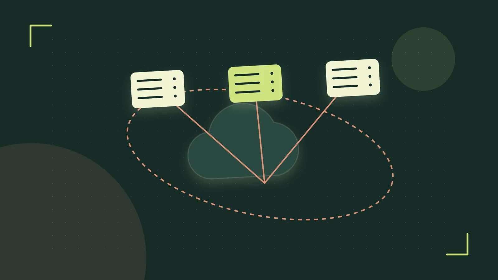 Editorial illustration of cloud infrastructure, connected server racks and an orbital service map