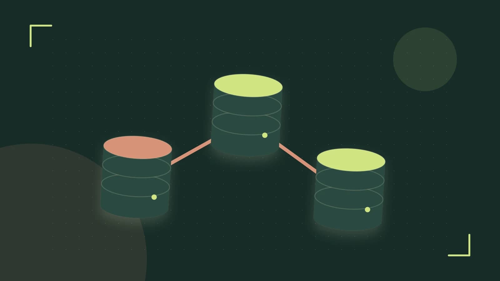 Editorial illustration of structured records, database cylinders and relationships between tables