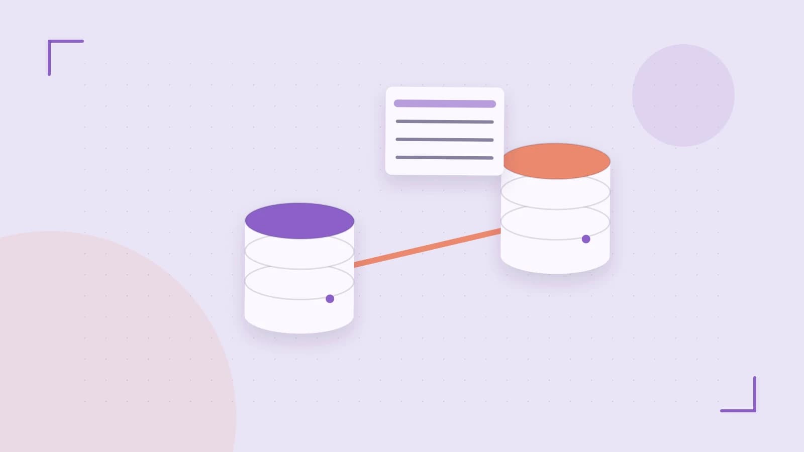 Editorial illustration of structured records, database cylinders and relationships between tables