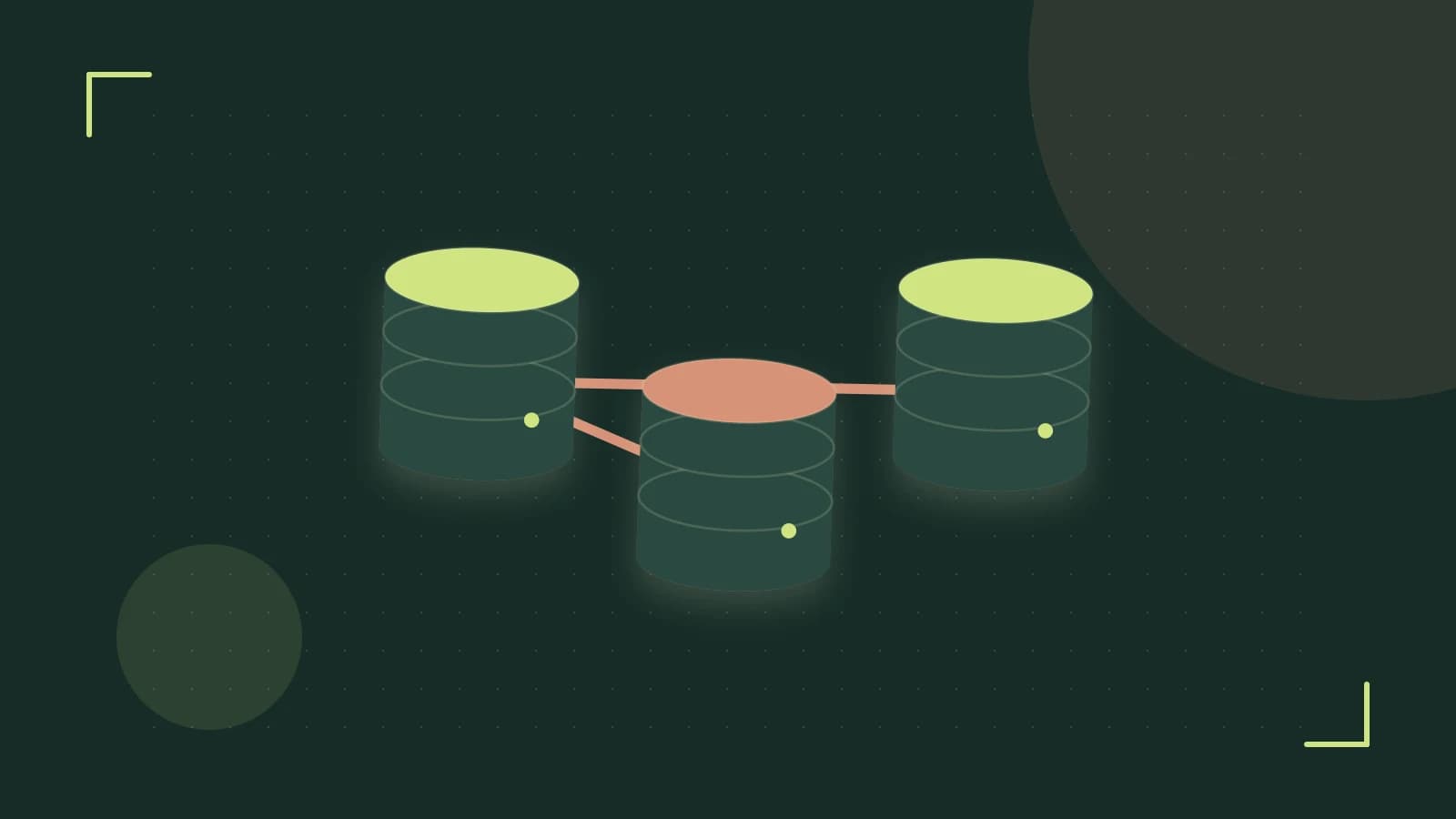Editorial illustration of structured records, database cylinders and relationships between tables