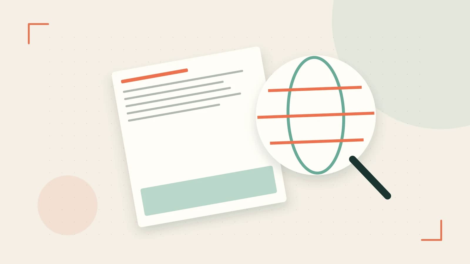 Editorial illustration of an editorial globe with meridians and layered geographic shapes
