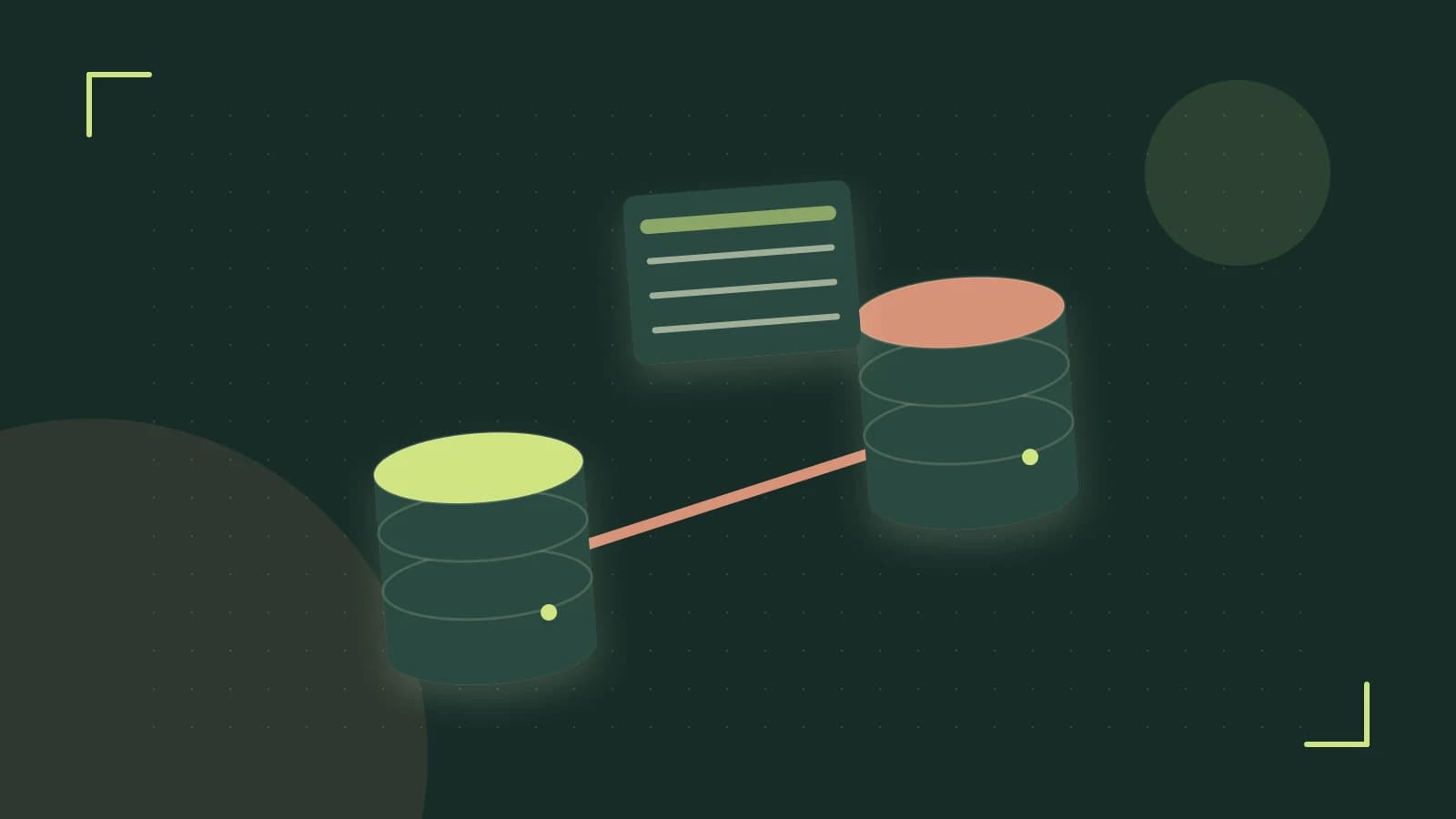 Editorial illustration of structured records, database cylinders and relationships between tables