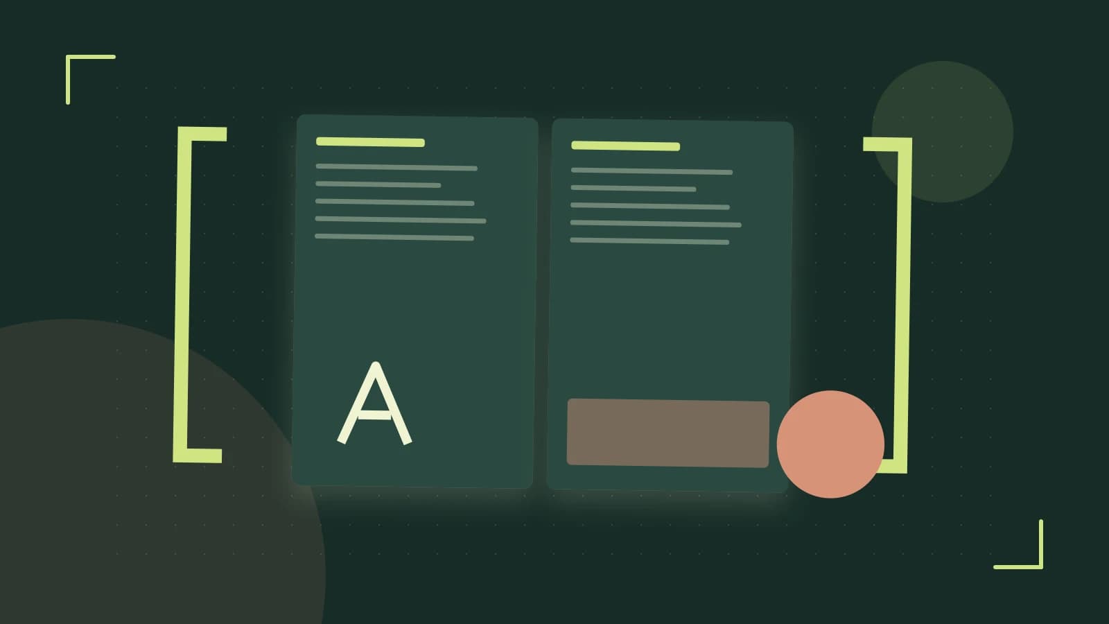 Editorial illustration of typeset pages, expressive letterform shapes and a precise editorial page grid