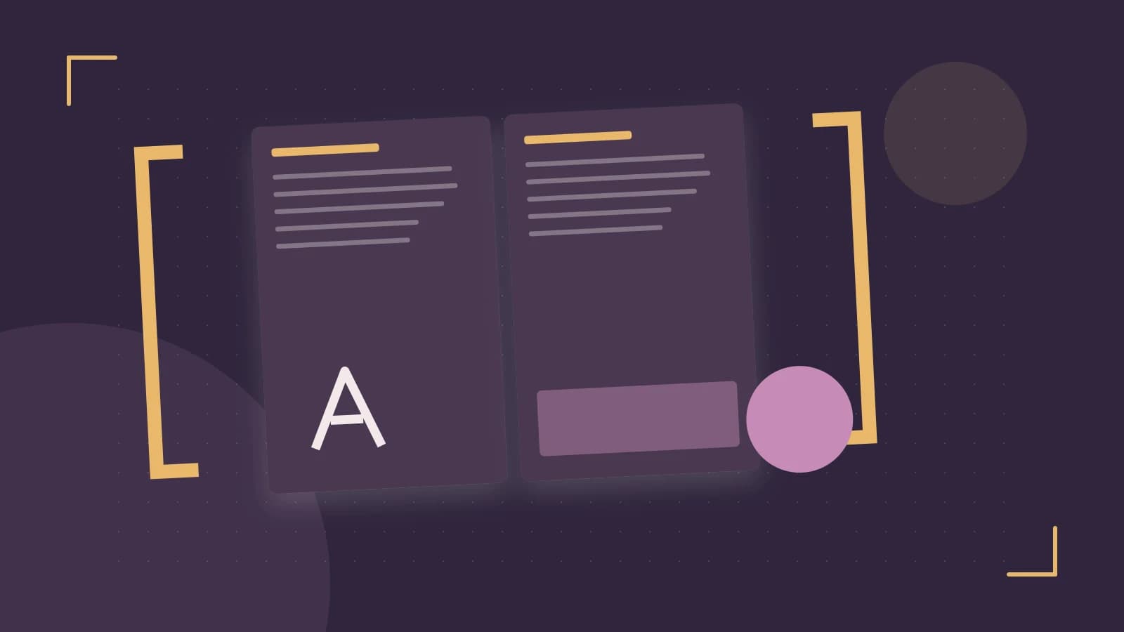 Editorial illustration of typeset pages, expressive letterform shapes and a precise editorial page grid