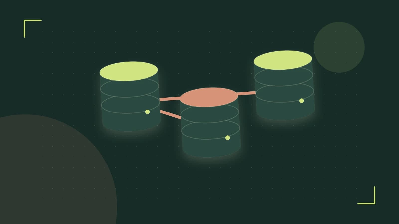 Editorial illustration of structured records, database cylinders and relationships between tables