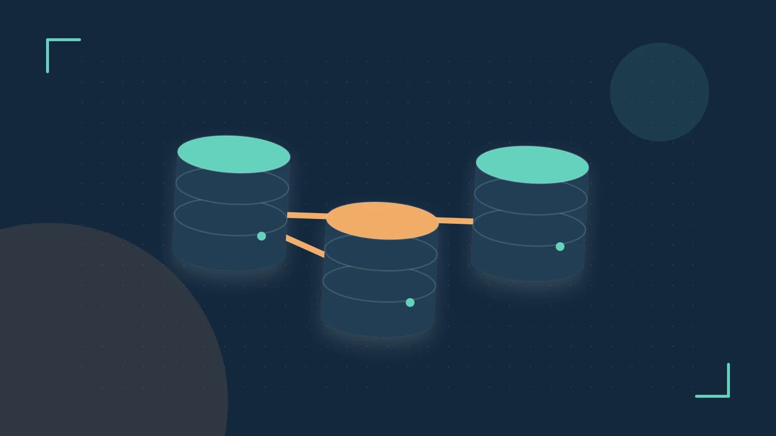 Editorial illustration of structured records, database cylinders and relationships between tables