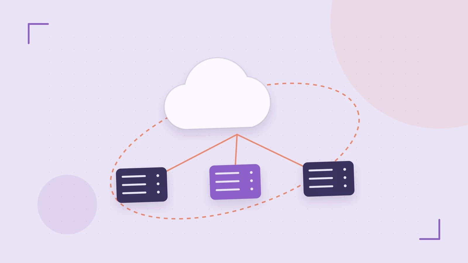 Editorial illustration of cloud infrastructure, connected server racks and an orbital service map