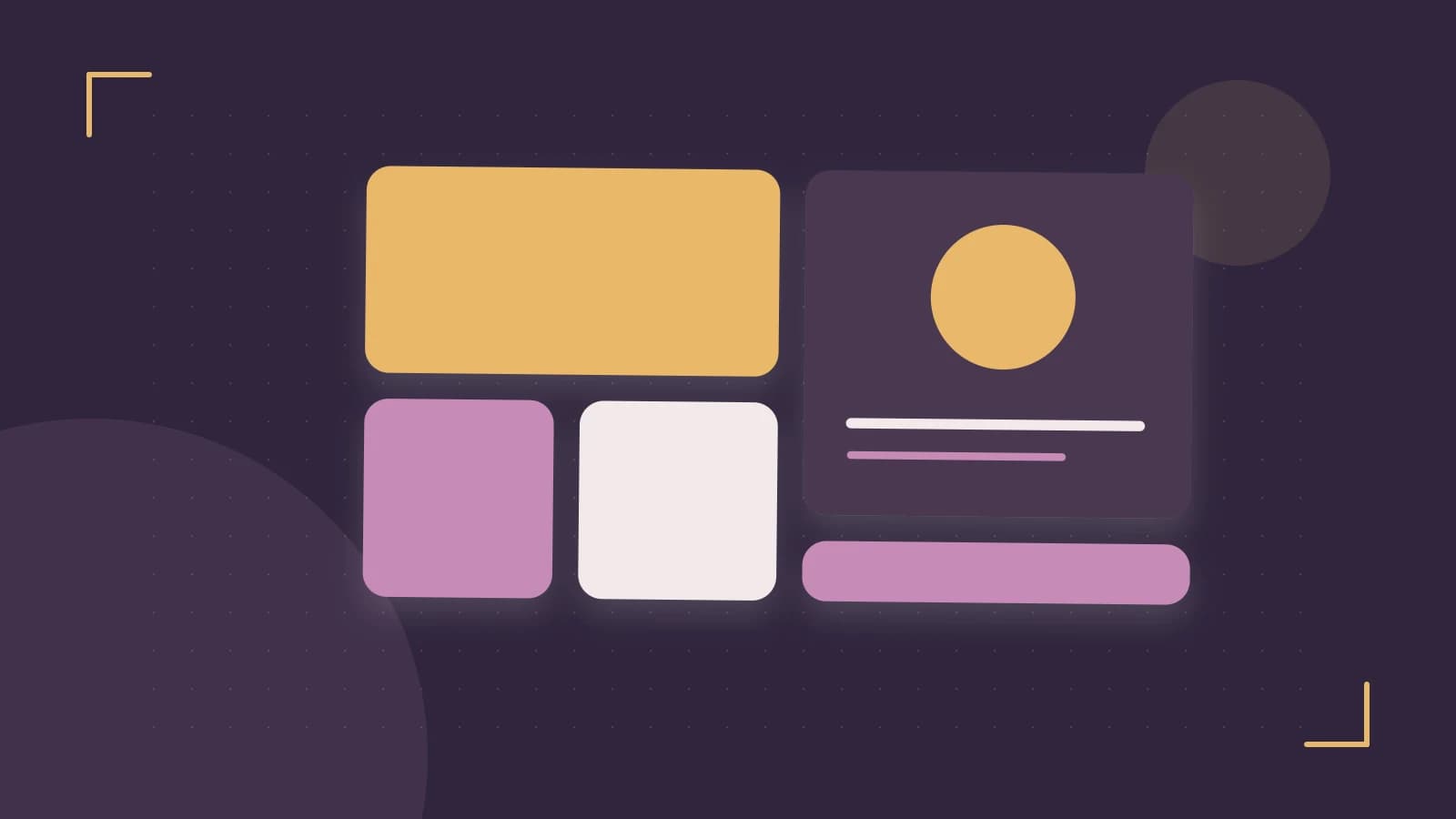 Editorial illustration of responsive browser layouts, overlapping design components and a color system