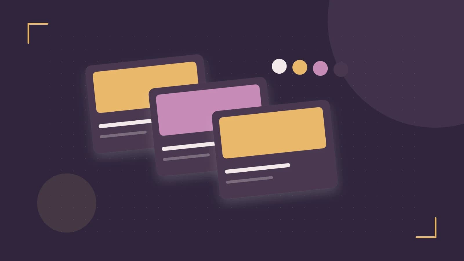 Editorial illustration of responsive browser layouts, overlapping design components and a color system