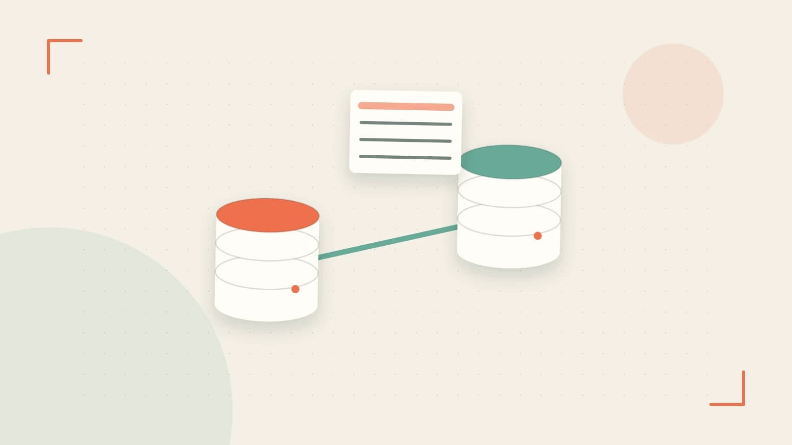 Editorial illustration of structured records, database cylinders and relationships between tables