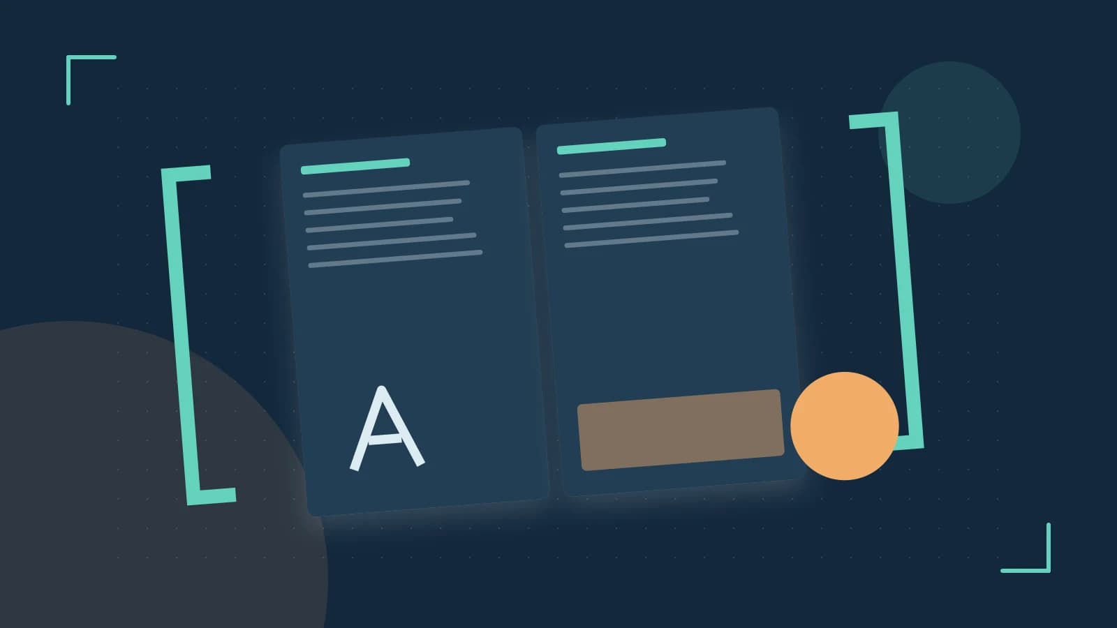 Editorial illustration of typeset pages, expressive letterform shapes and a precise editorial page grid