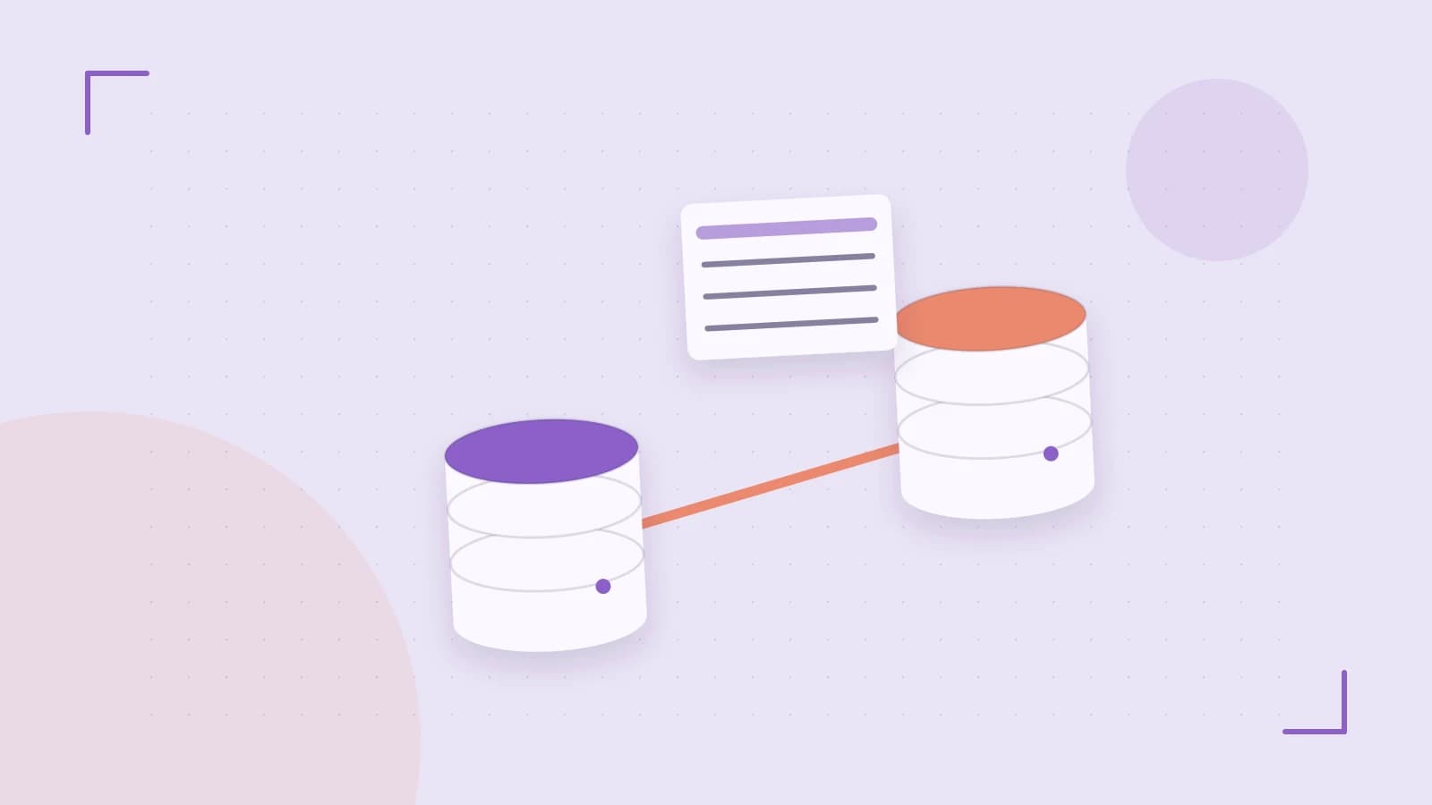 Editorial illustration of structured records, database cylinders and relationships between tables