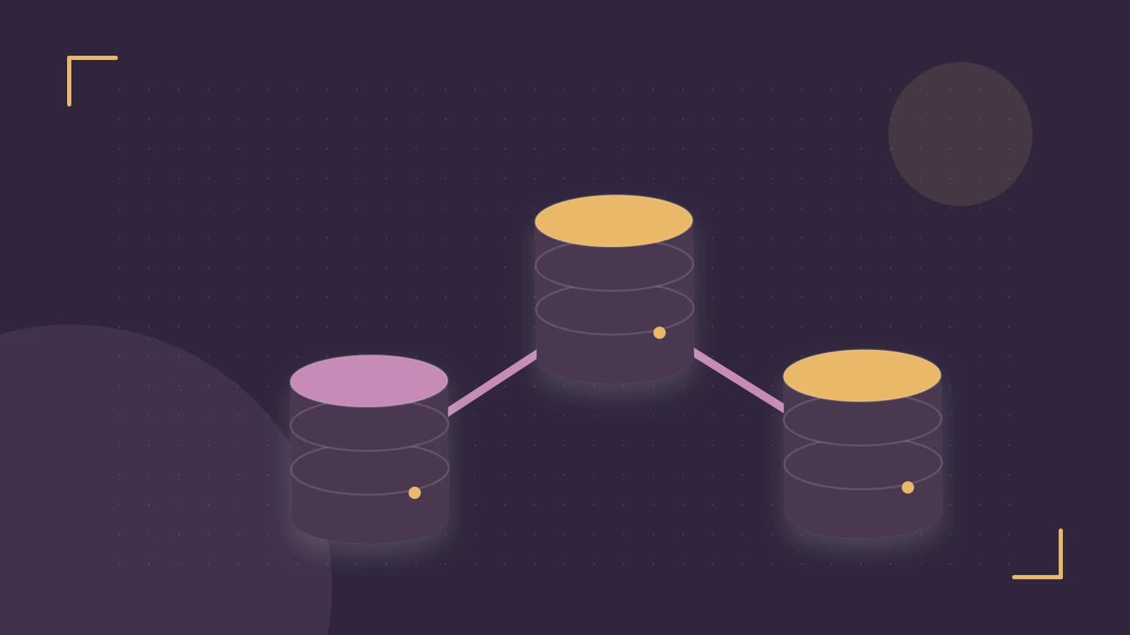 Editorial illustration of structured records, database cylinders and relationships between tables