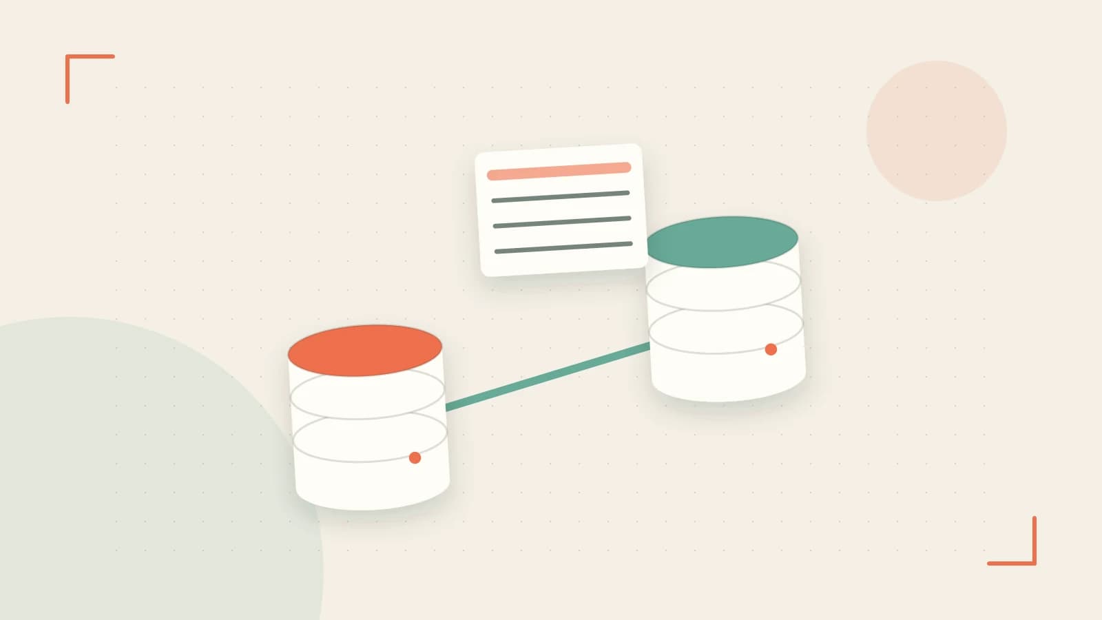 Editorial illustration of structured records, database cylinders and relationships between tables