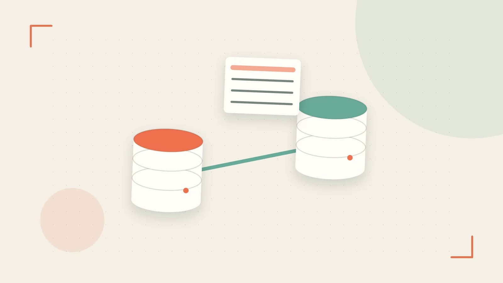 Editorial illustration of structured records, database cylinders and relationships between tables