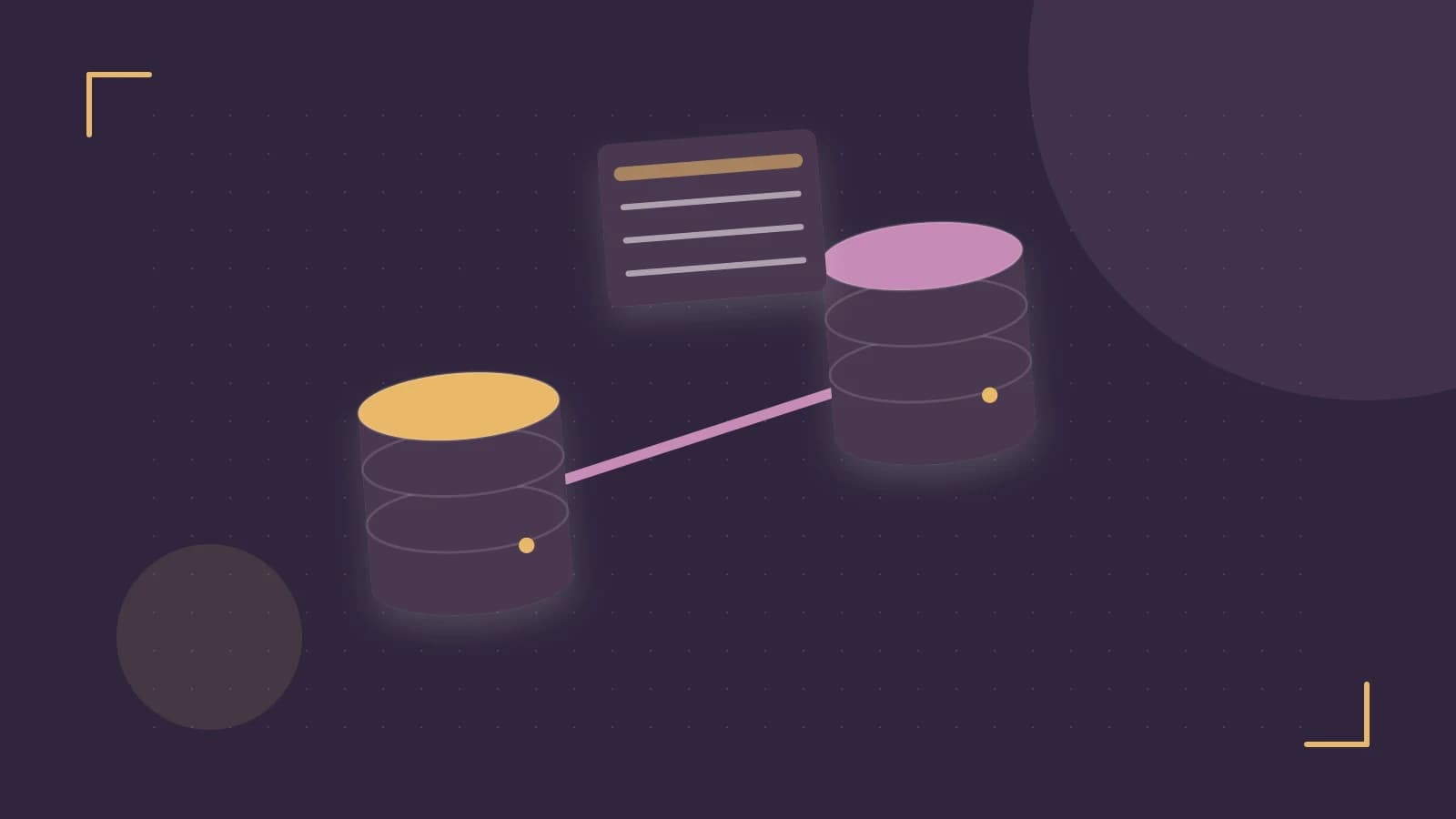 Editorial illustration of structured records, database cylinders and relationships between tables