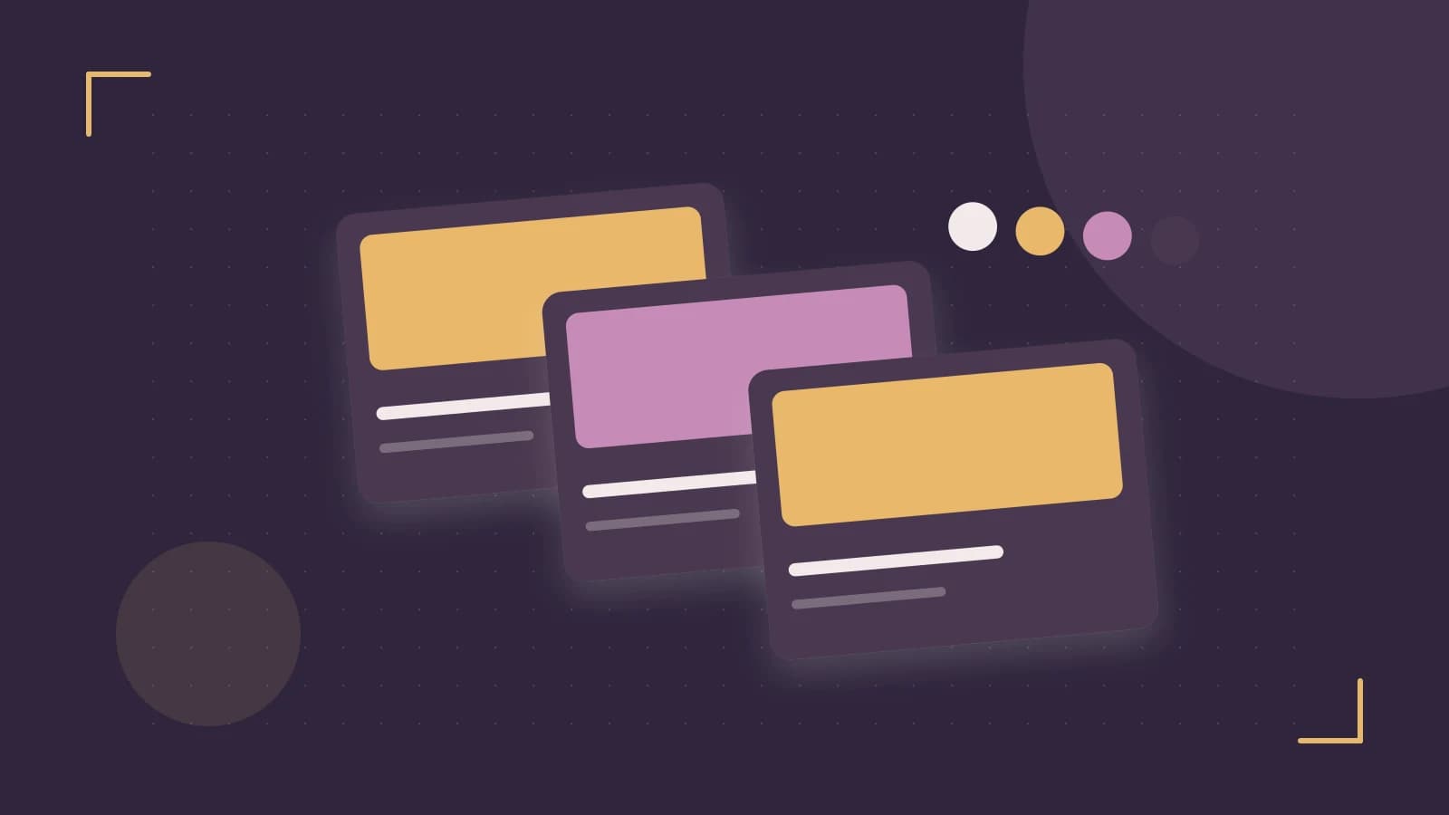 Editorial illustration of responsive browser layouts, overlapping design components and a color system