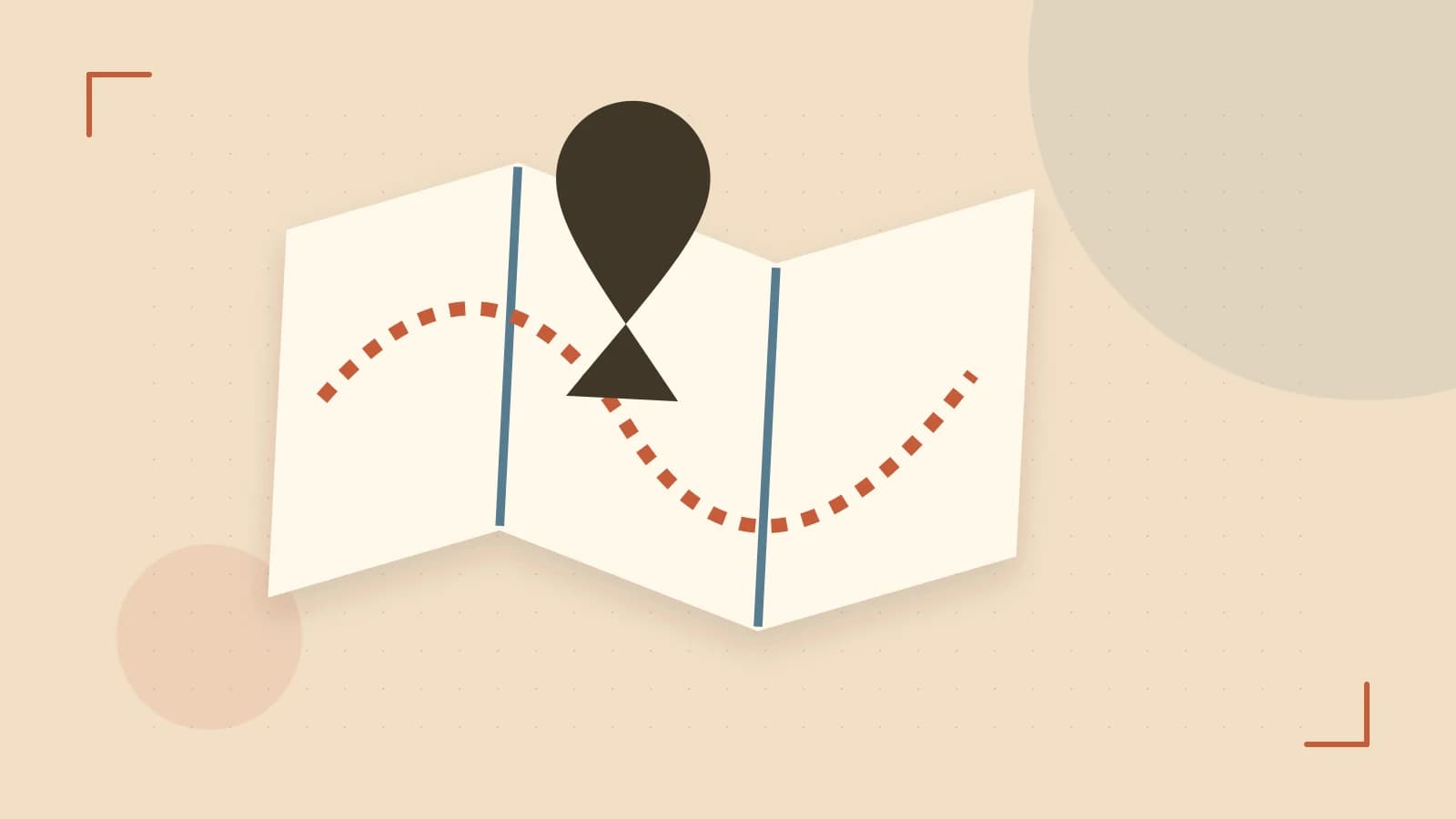 Editorial illustration of an editorial globe with meridians and layered geographic shapes