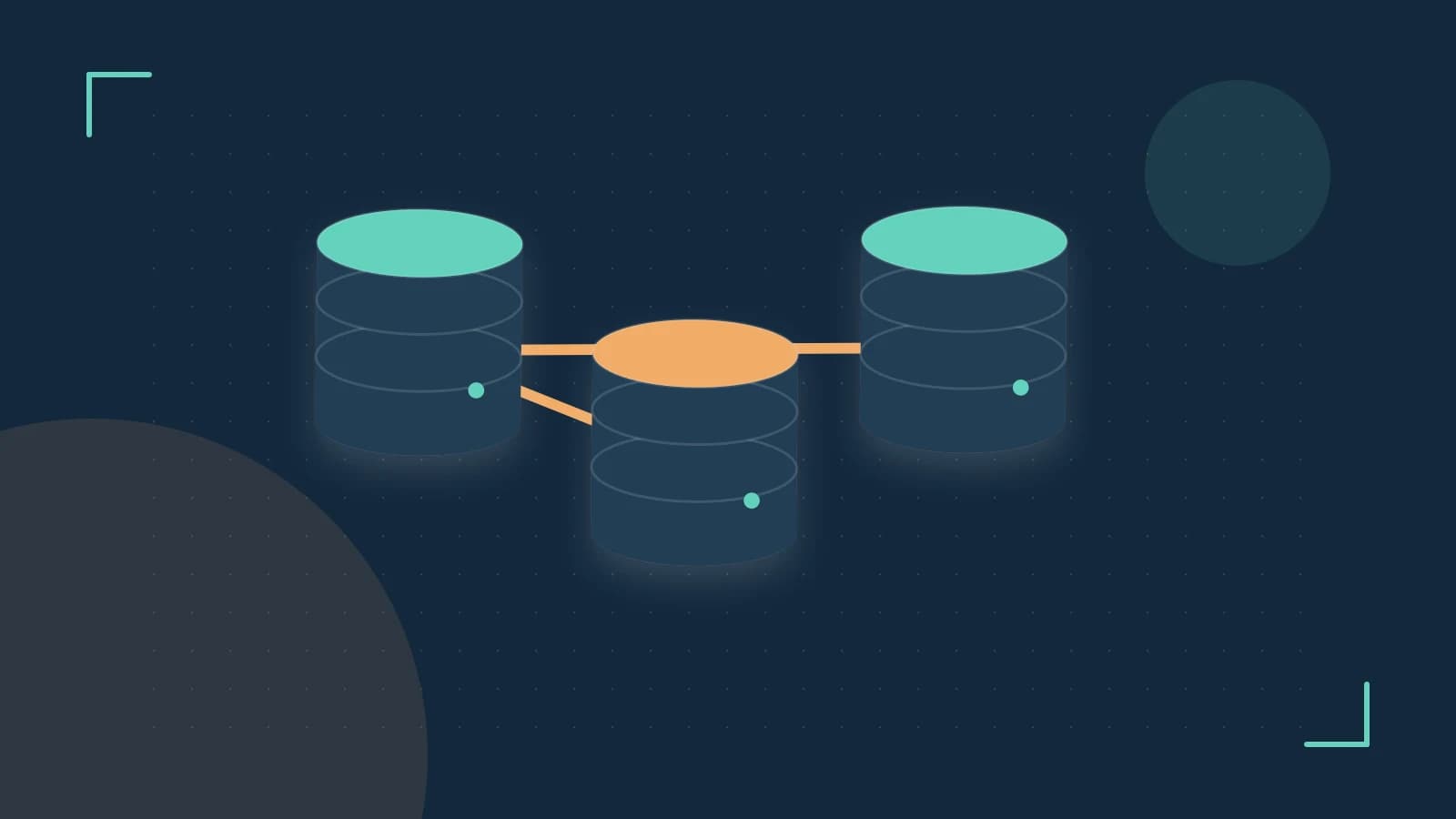 Editorial illustration of structured records, database cylinders and relationships between tables