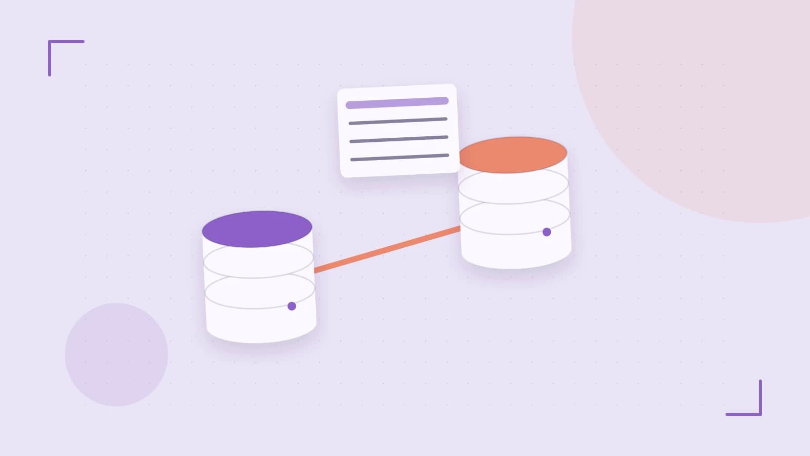 Editorial illustration of structured records, database cylinders and relationships between tables