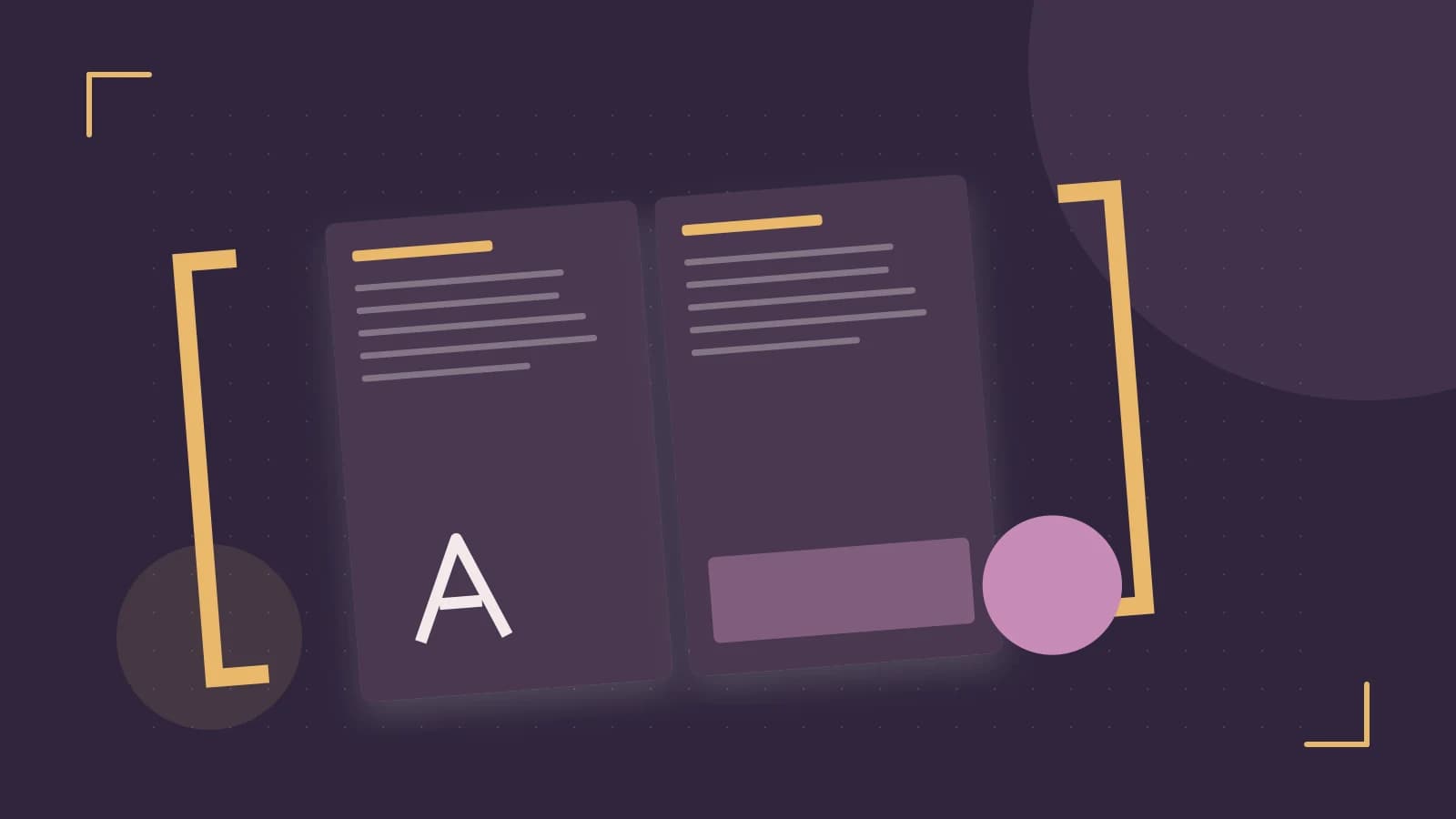 Editorial illustration of typeset pages, expressive letterform shapes and a precise editorial page grid
