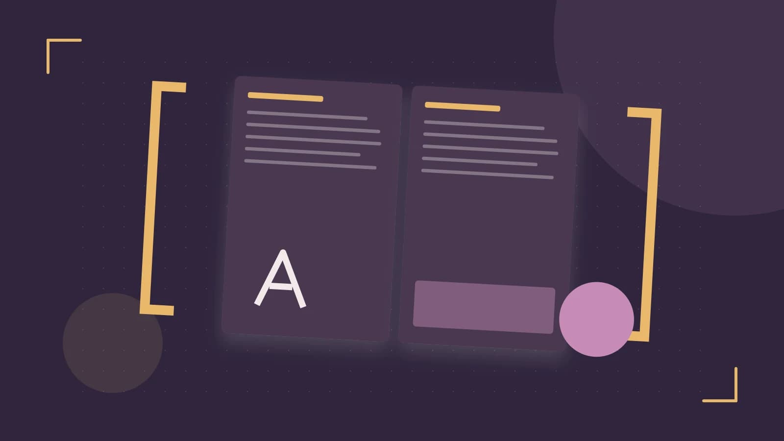 Editorial illustration of typeset pages, expressive letterform shapes and a precise editorial page grid