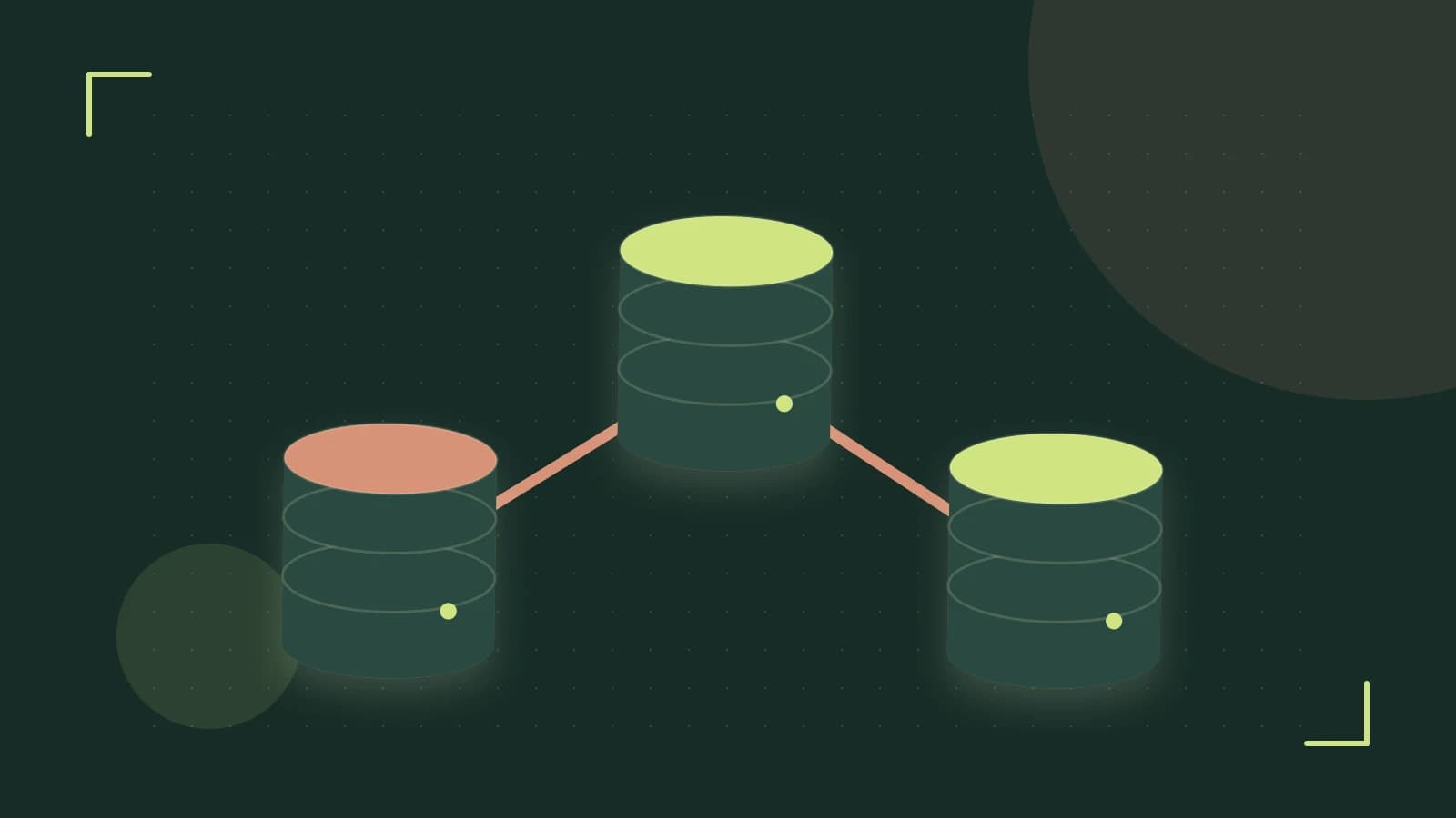 Editorial illustration of structured records, database cylinders and relationships between tables