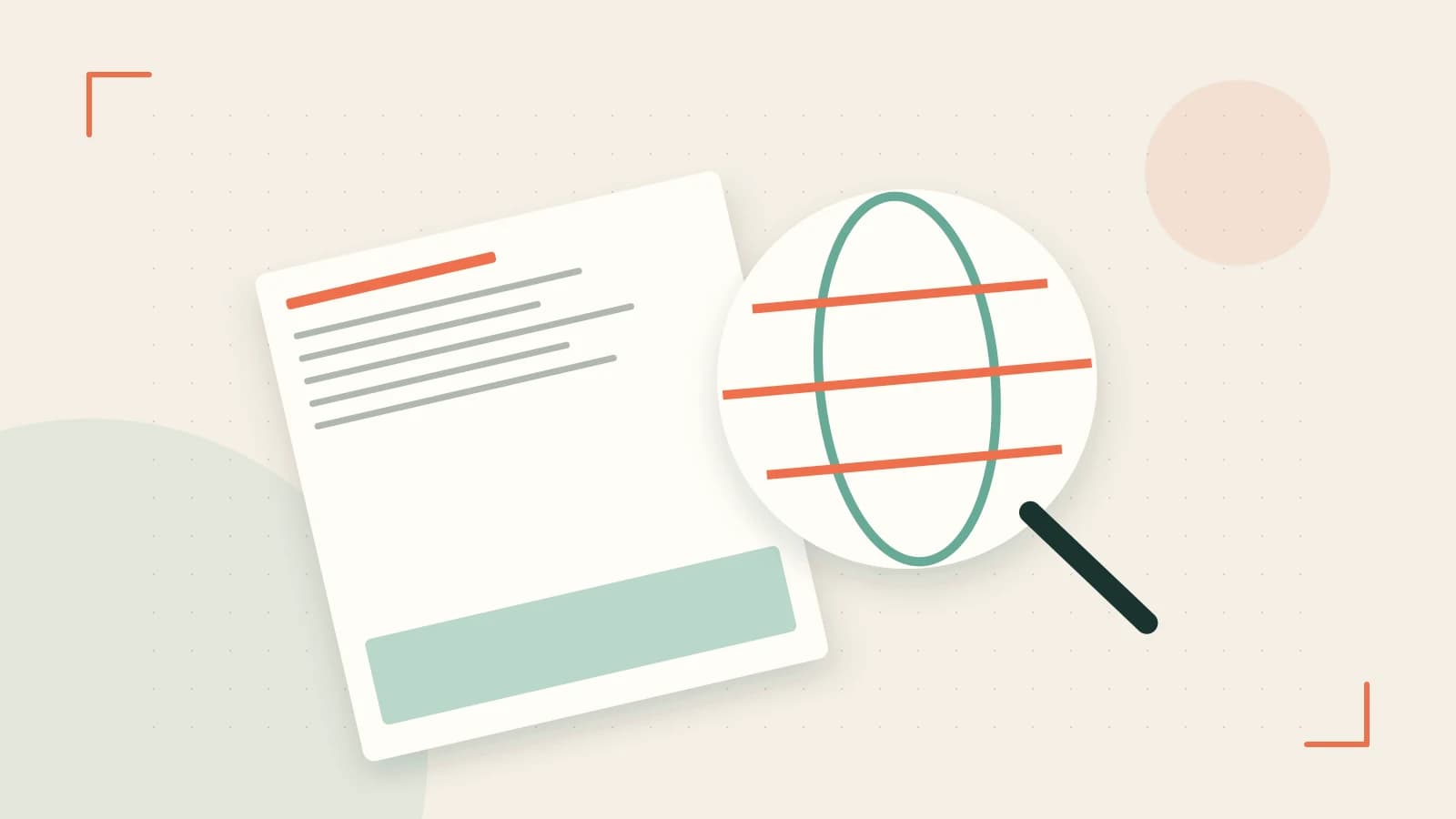 Editorial illustration of an editorial globe with meridians and layered geographic shapes