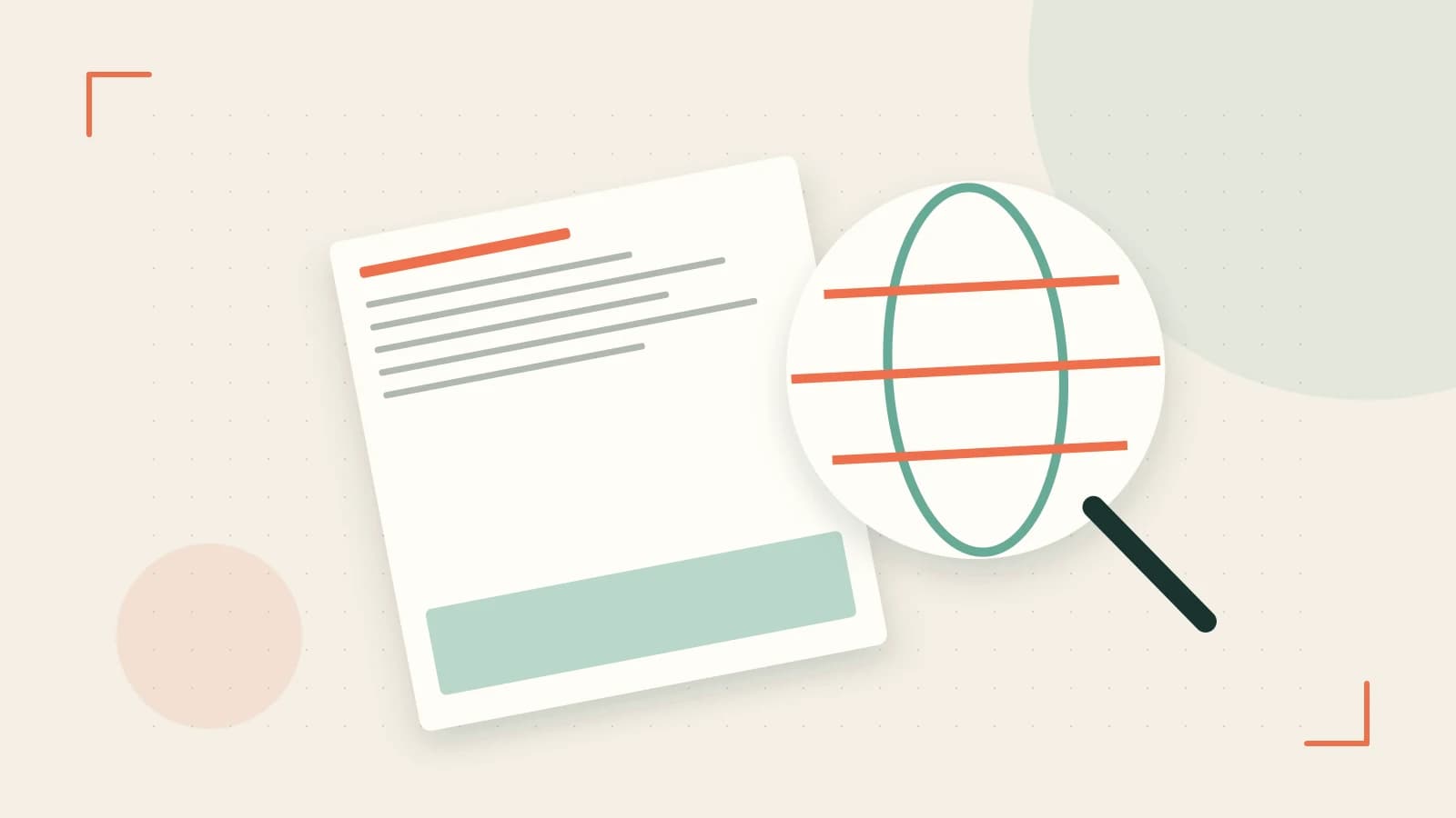 Editorial illustration of an editorial globe with meridians and layered geographic shapes