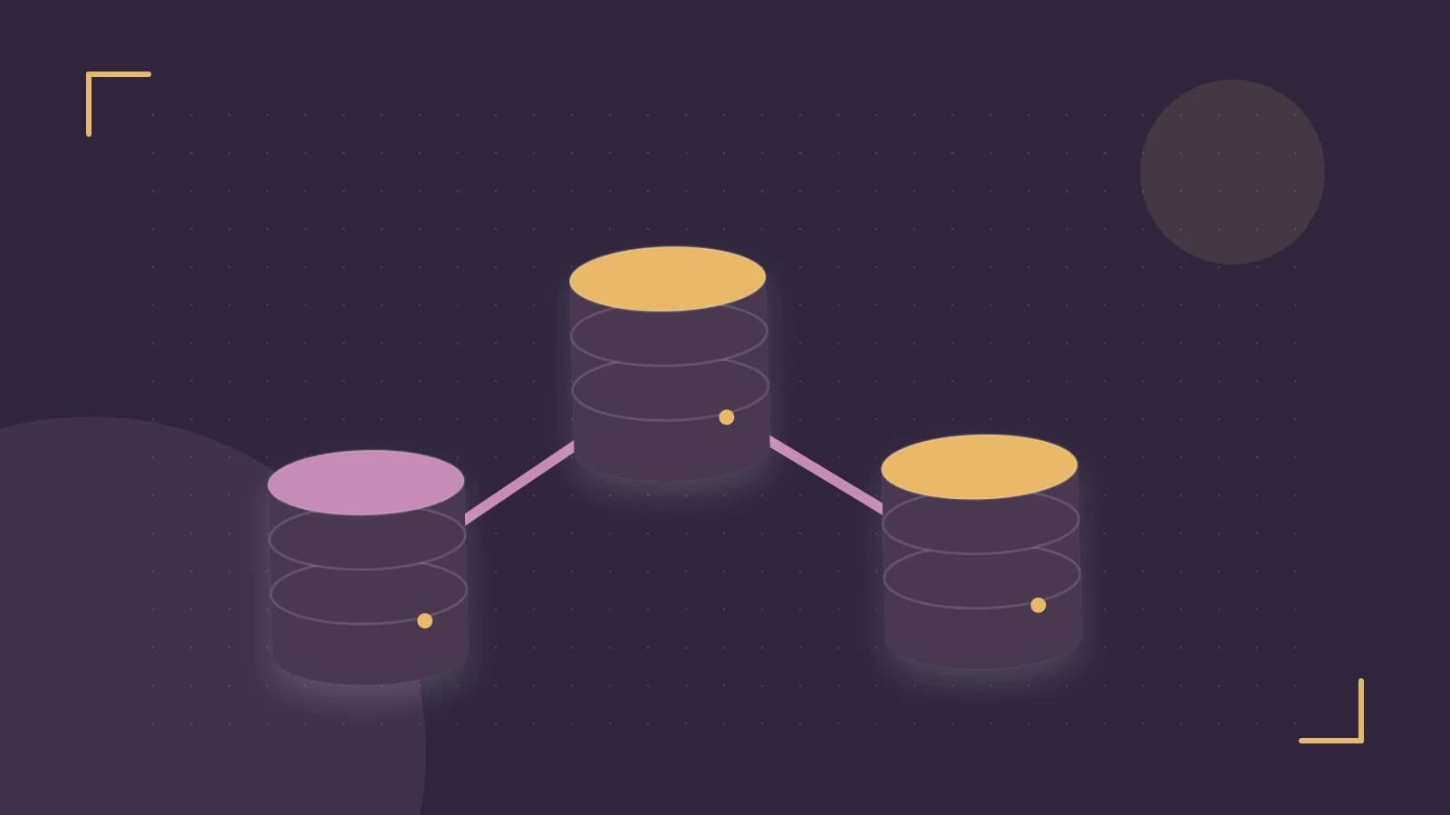 Editorial illustration of structured records, database cylinders and relationships between tables
