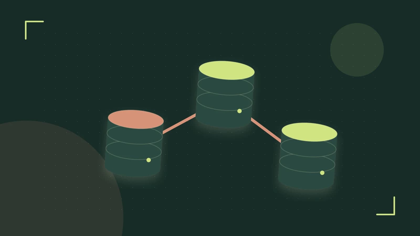 Editorial illustration of structured records, database cylinders and relationships between tables