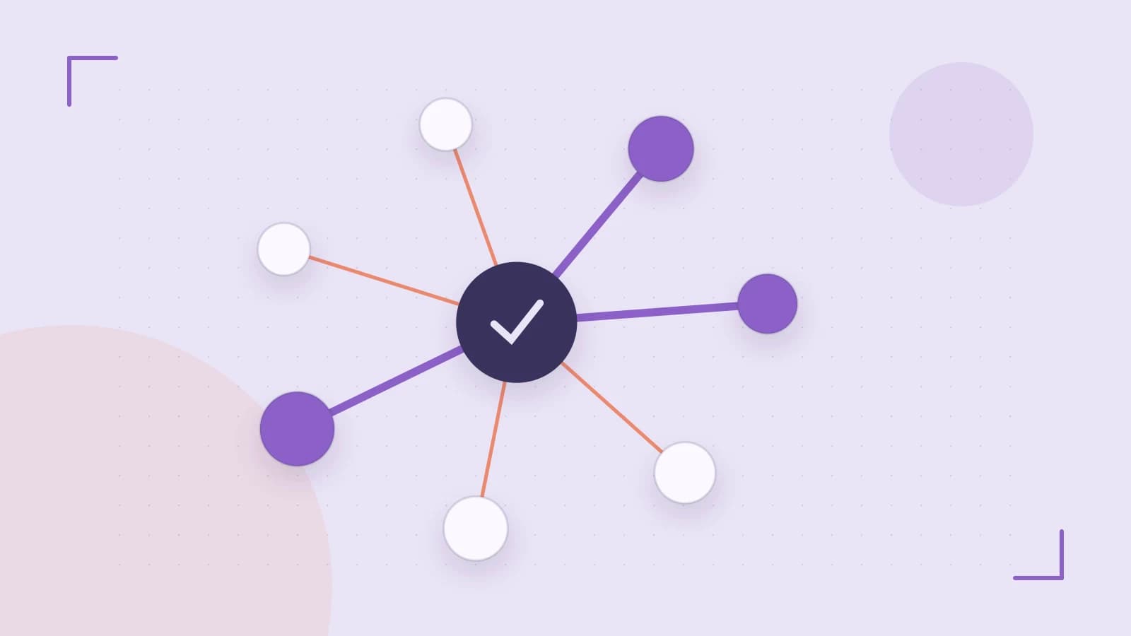 Editorial illustration of an algorithmic node graph with branching paths and a highlighted result