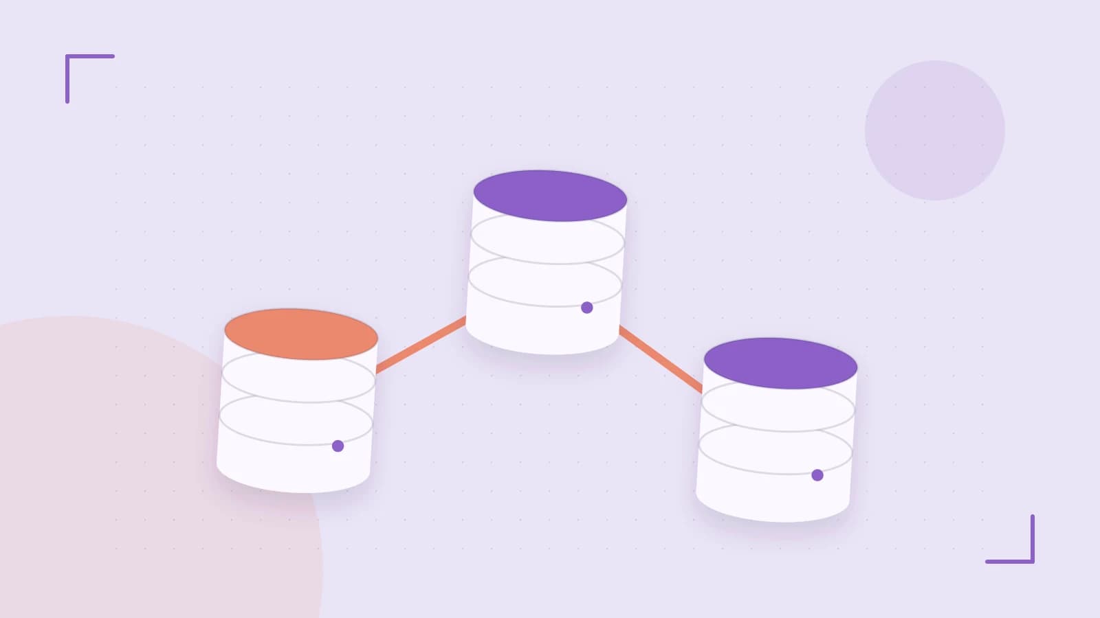 Editorial illustration of structured records, database cylinders and relationships between tables